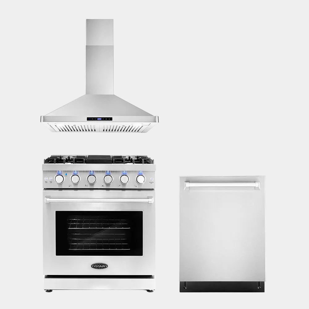 Cosmo Package - 30 in. Gas Range, Range Hood and Dishwasher | COS-3PKG-020