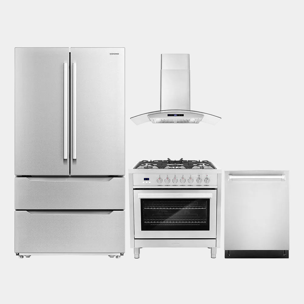 Cosmo Package - 36 in. Dual Fuel Range, Range Hood, Refrigerator and Dishwasher | COS-4PKG-224