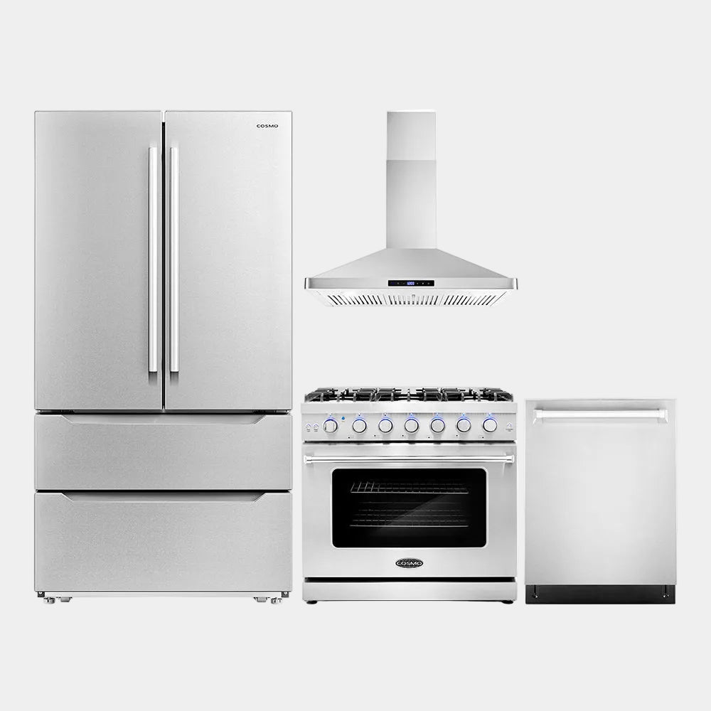Cosmo Package - 36 in. Gas Range, Range Hood, Refrigerator and Dishwasher | COS-4PKG-245