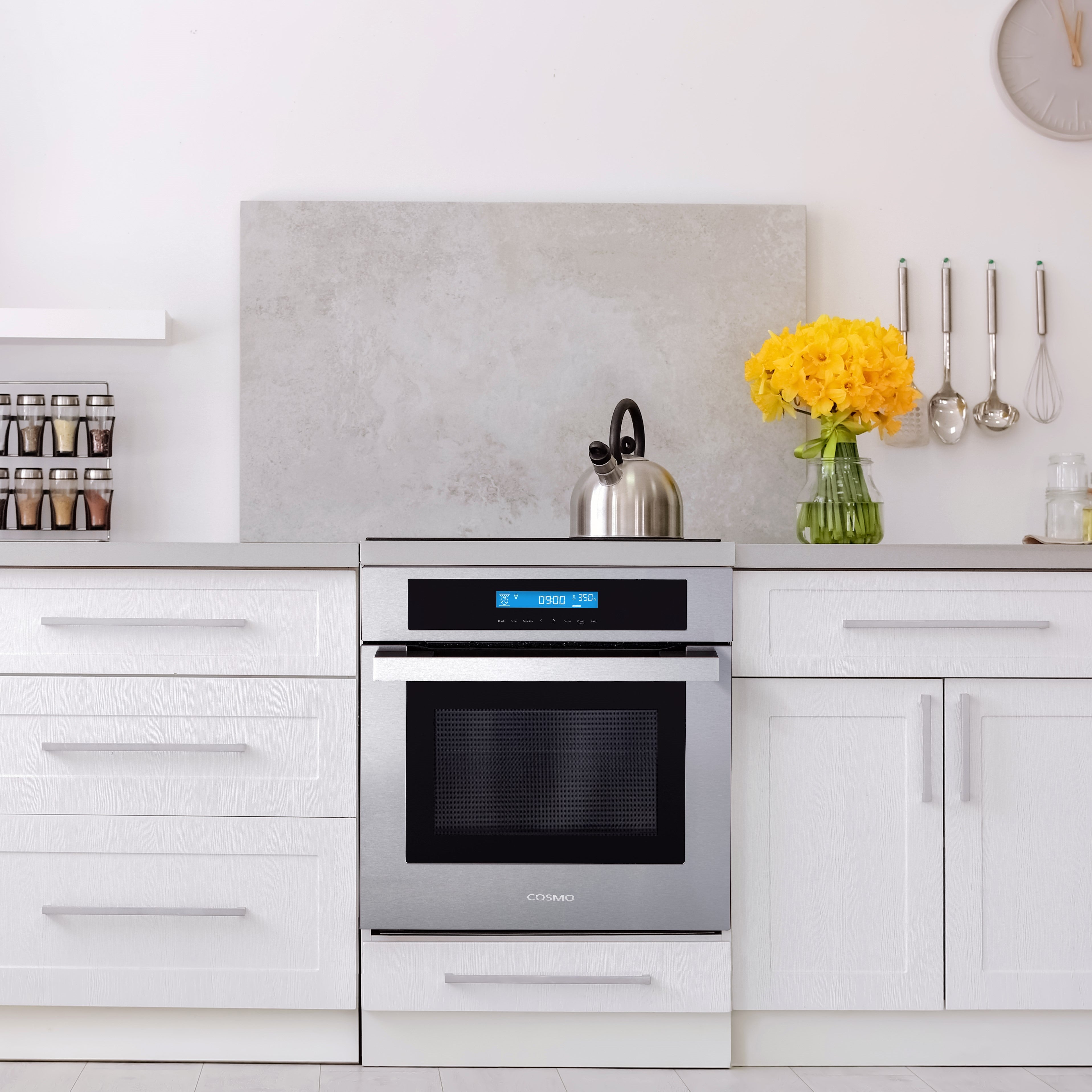 Cosmo Lumin 24 in. 2.9 cu.ft. Stainless Steel Electric Wall Oven with 8 Functions | C106SIX-PT