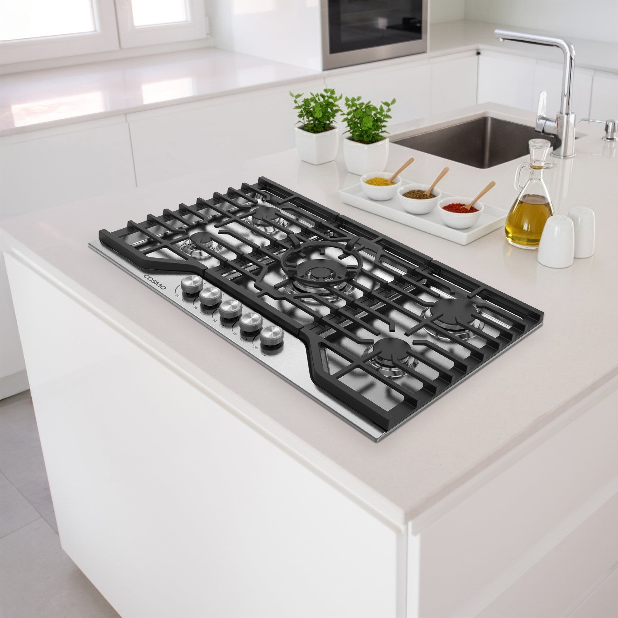 Cosmo Vista 36 in. 5-Burner Stainless Steel Gas Cooktop | COS-CTGV365SS