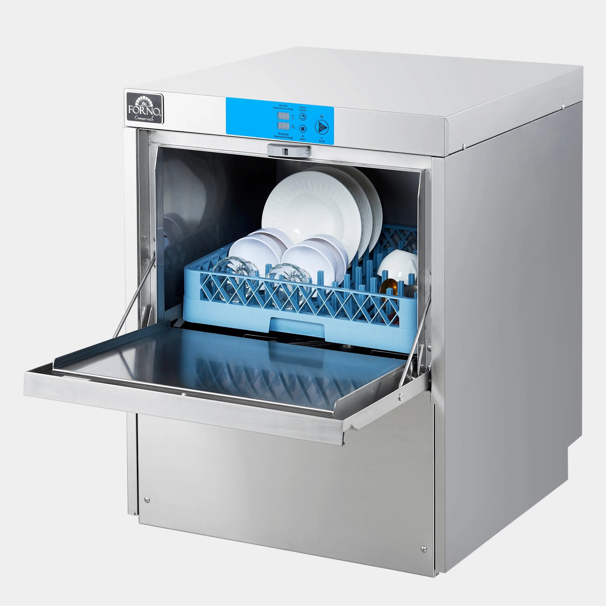 Forno Commercial 25 in. Stainless Steel Under-Counter Dishwasher with 23L Tank Capacity, 3 Wash Cycles and High Sanitation Temperatures | FCMDW0024