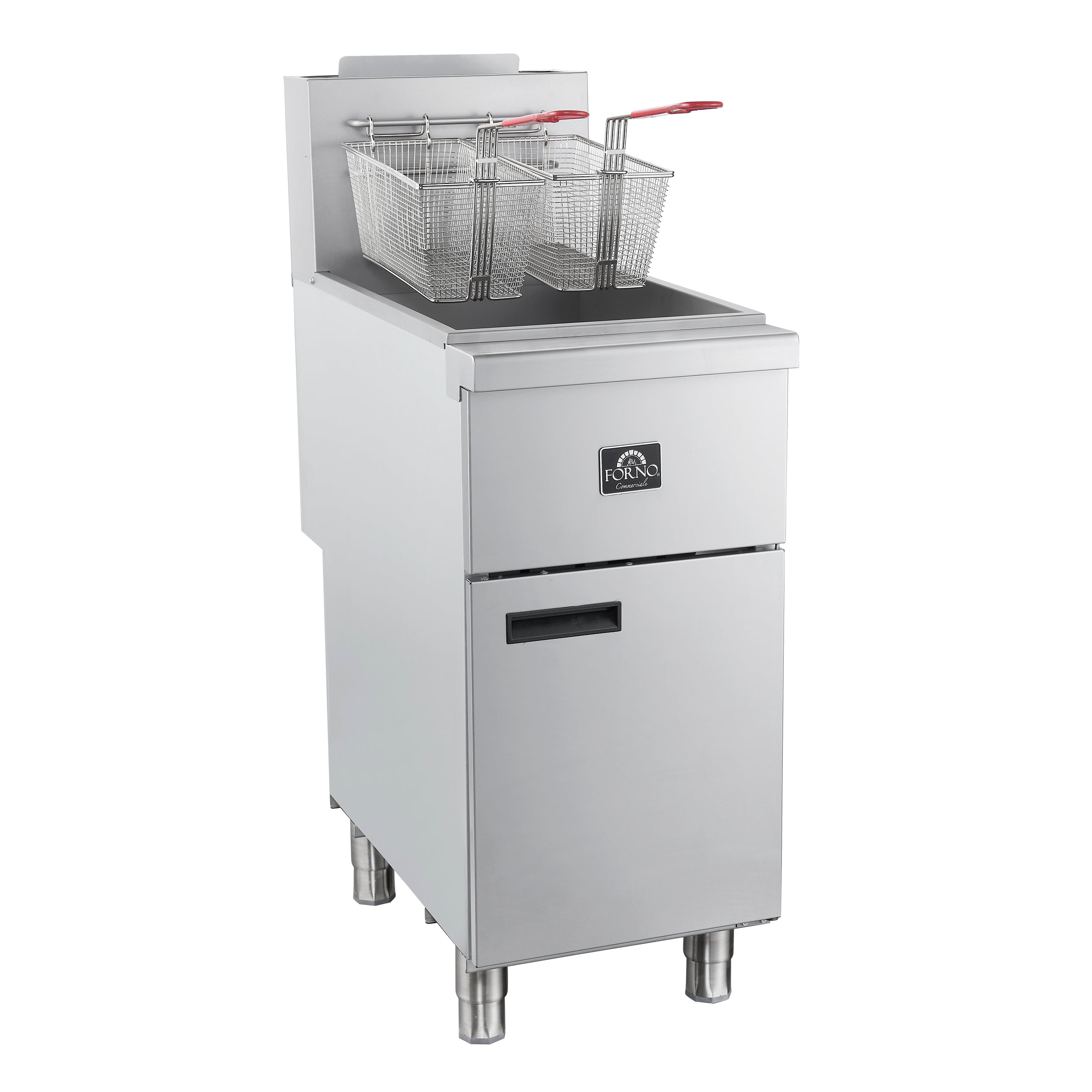 Forno Commerciale Natural Gas Deep Fryer, 3 Burners 90,000 BTU, 40 lbs, Millivolt Control