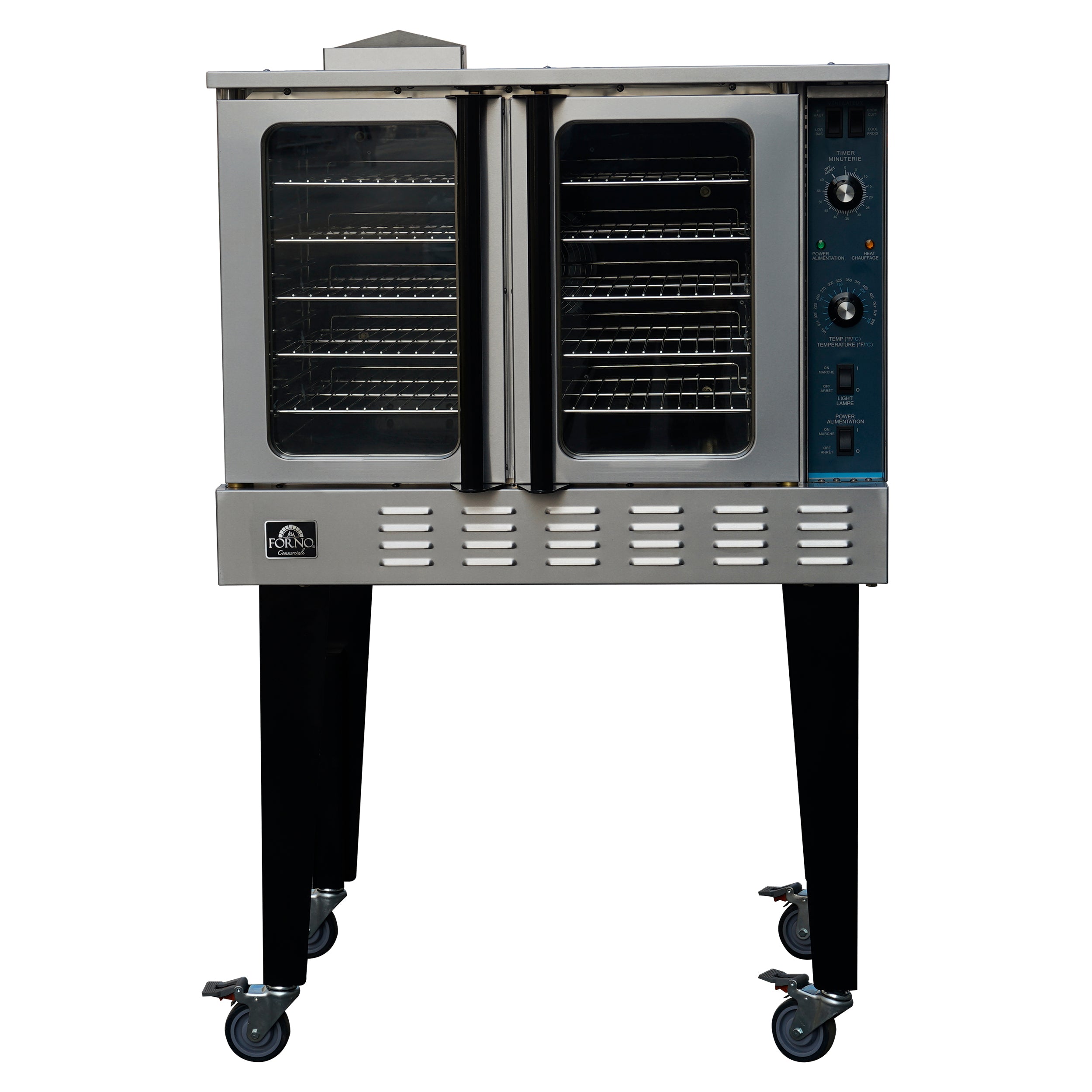 Forno Commerciale Convection Gas Oven, 3 burners 54,000 BTU, 150–500°F, stainless steel, NG/LP convertible