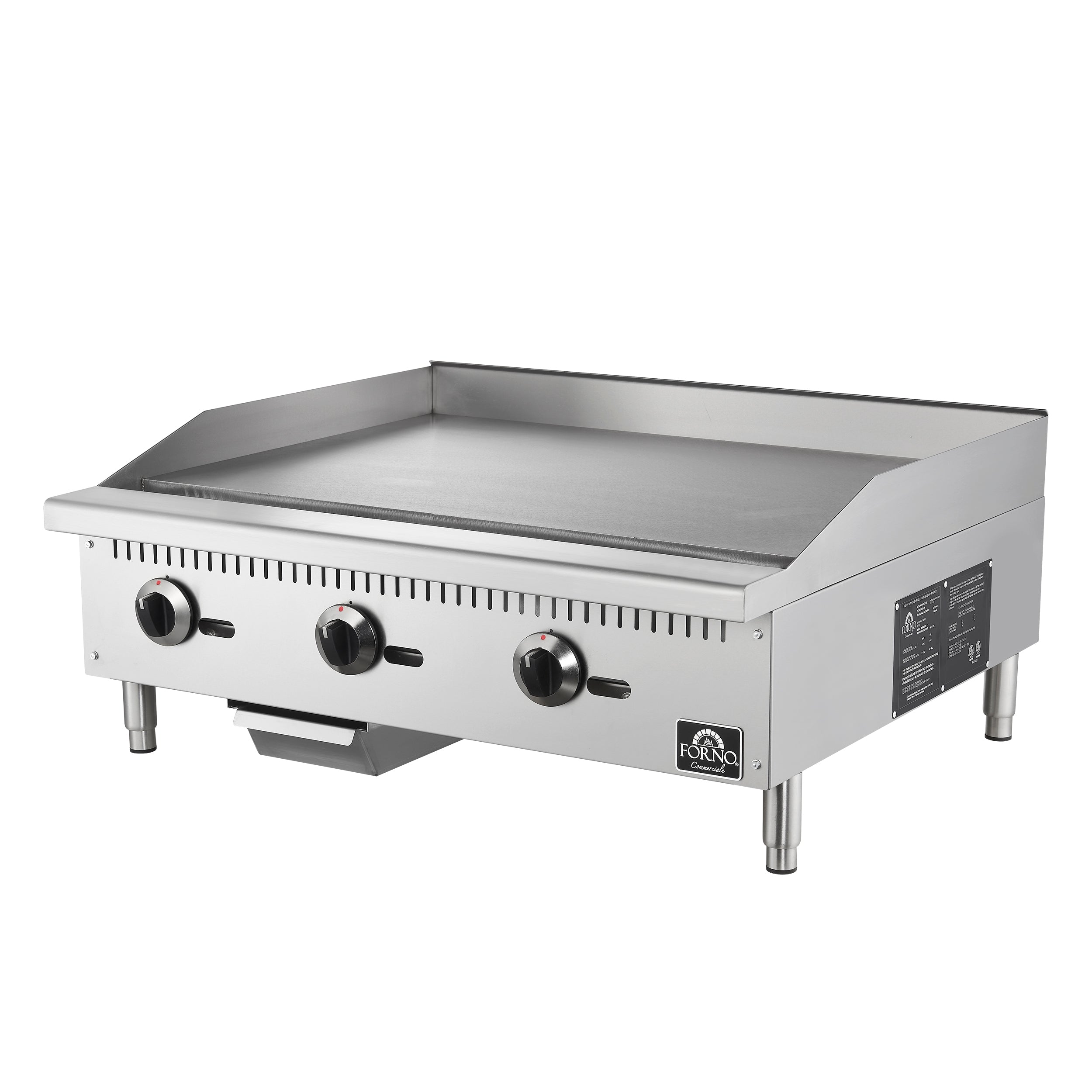 Forno Commerciale 36 Inch Gas Griddle, 3 Burners