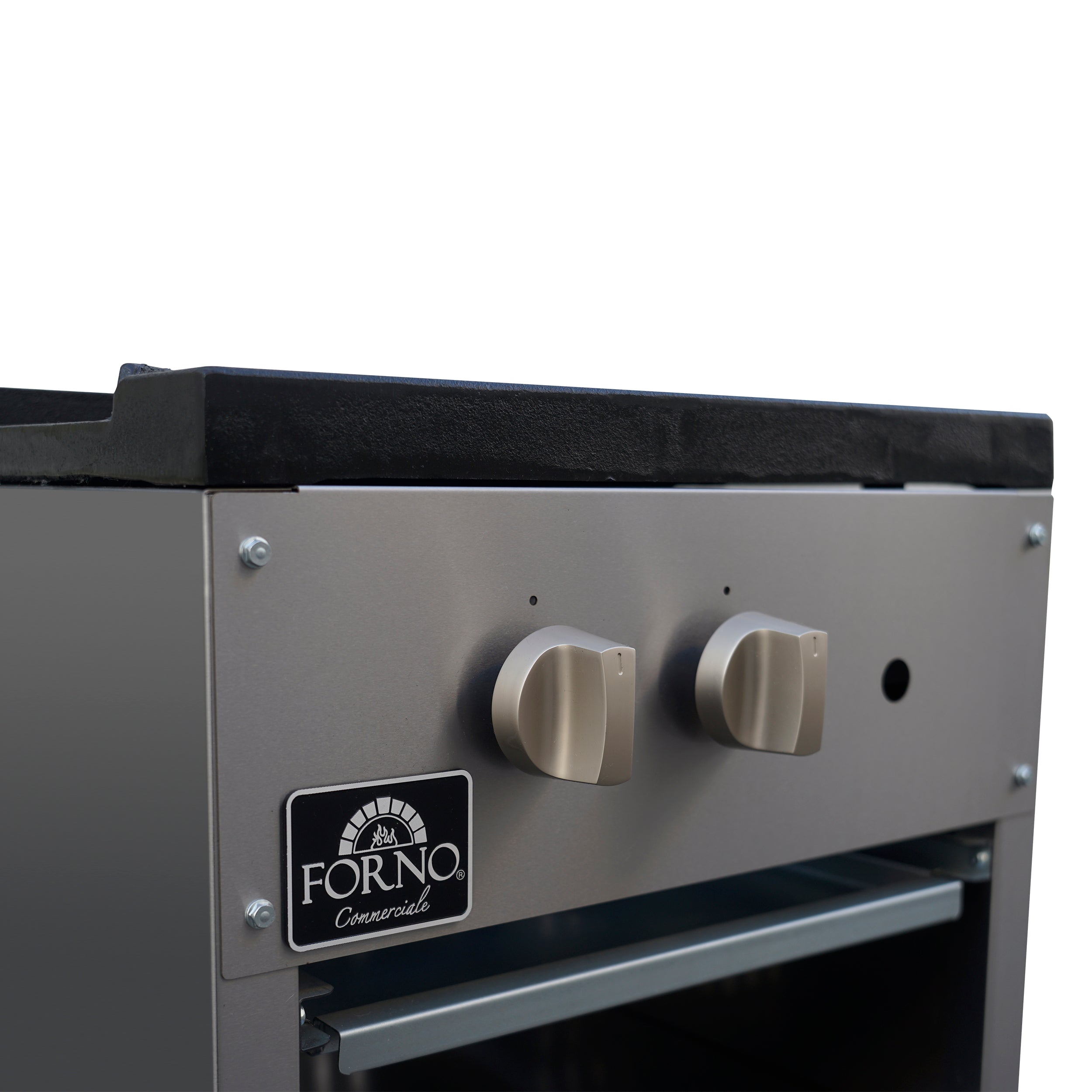 Forno Commerciale gas stock pot range, 1 powerful 3-ring burner, 80,000 BTU, durable stainless steel, heavy-duty cast iron grate