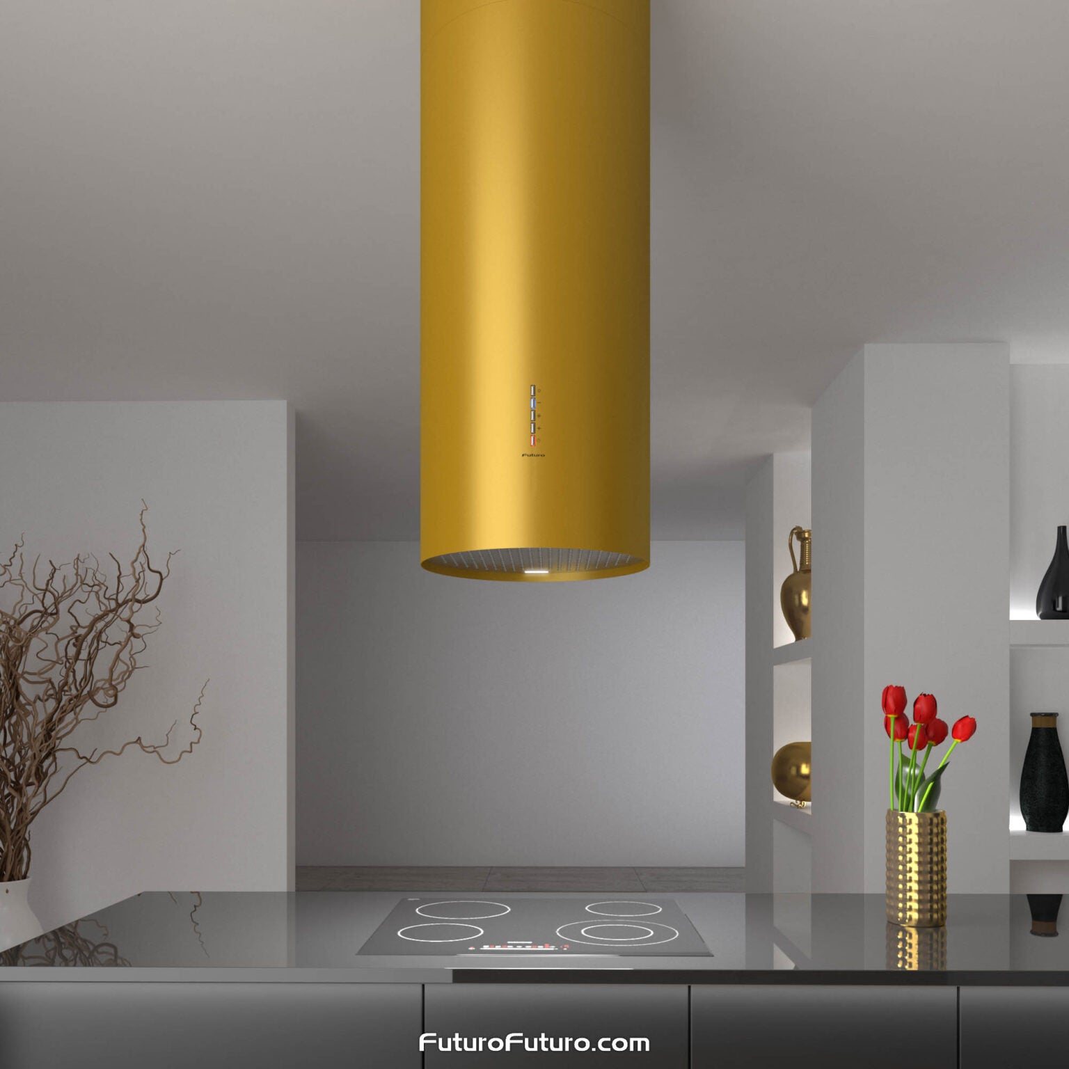 Futuro Jupiter 14 in. 940 CFM Gold Island Mount Range Hood | IS14JUPITER-GLD