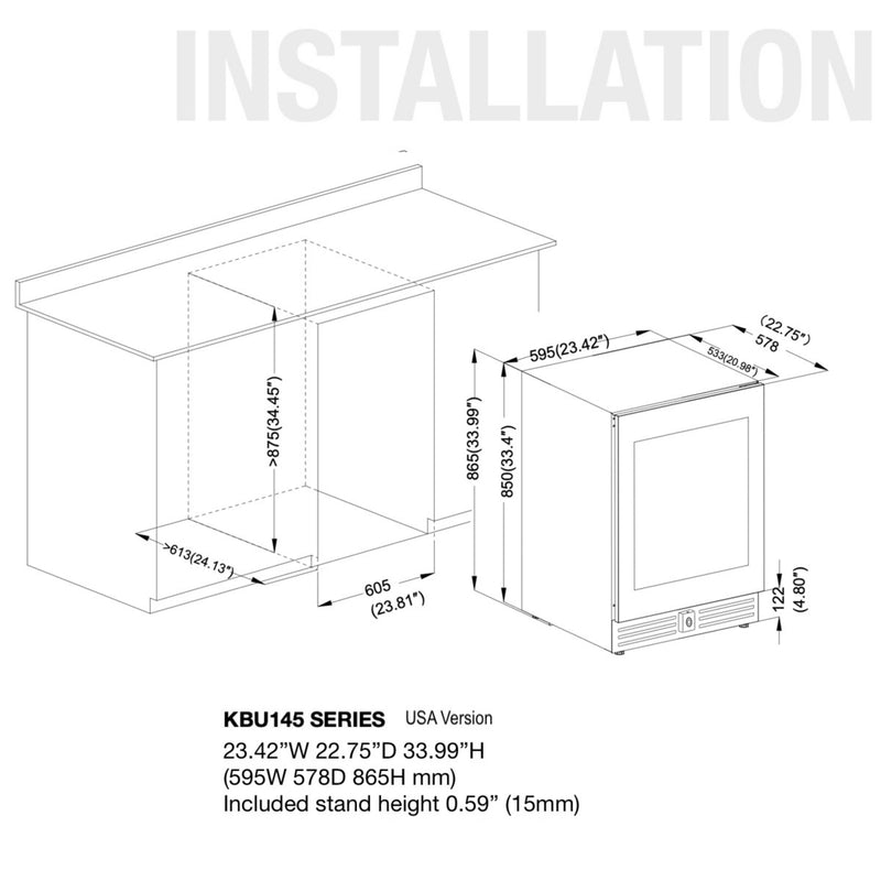 Kingsbottle 24 in. 46 Bottle Under-Counter Dual Zone WIne Cooler