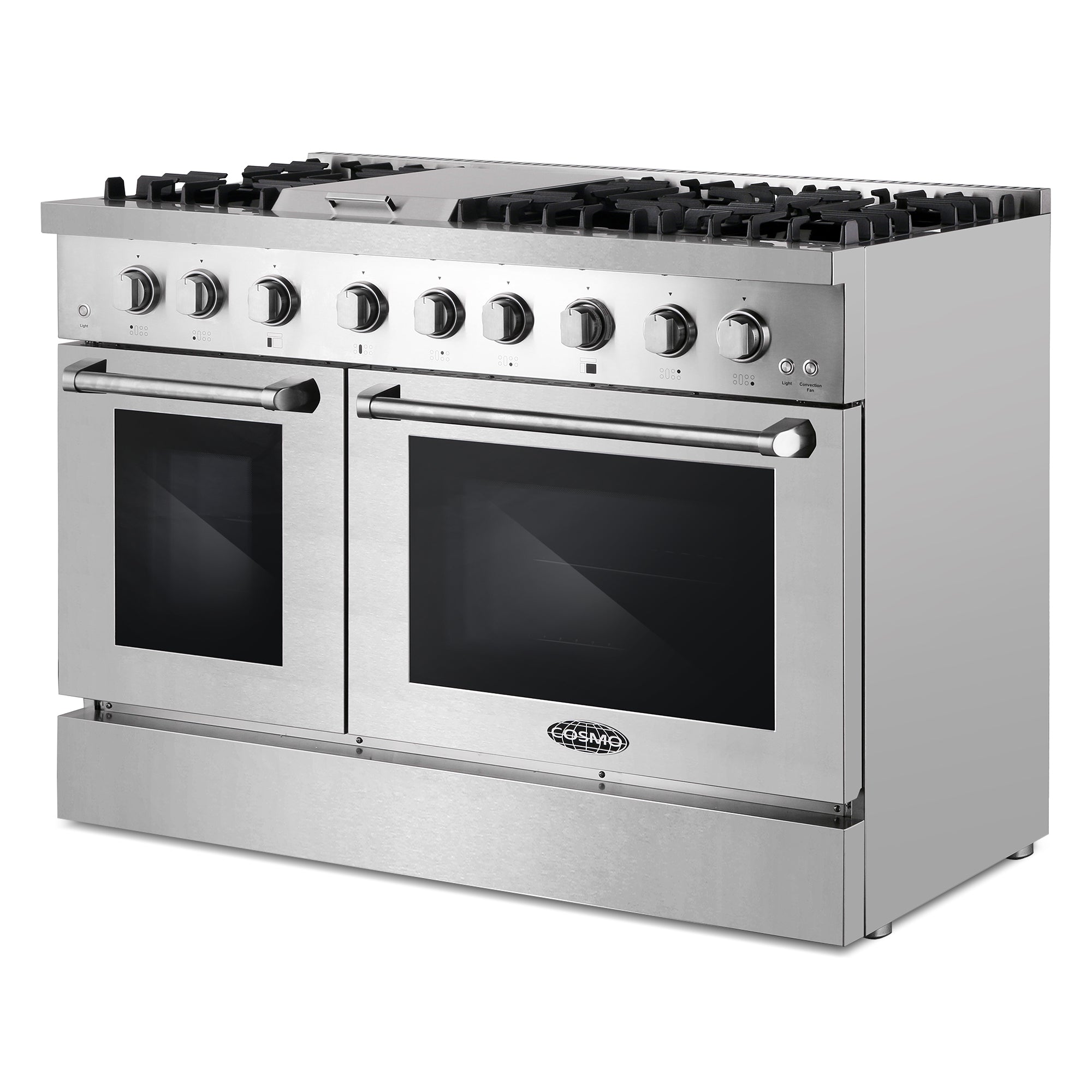 Cosmo Lumin 48 in. 6.7 cu. ft. 6-Burner Stainless Steel Dual Fuel Range with Griddle | COS-DFRL486GK