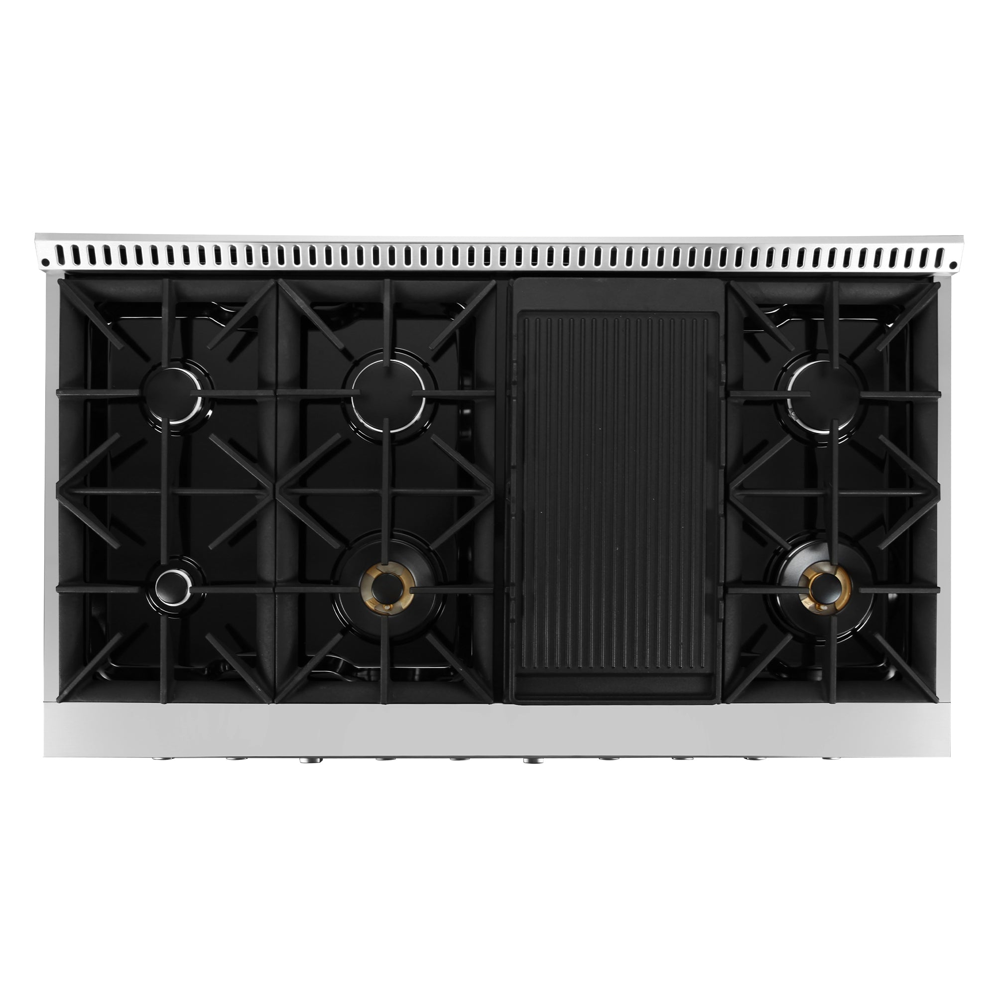 Cosmo Lumin 48 in. 5.5 cu. ft. 8-Burner Stainless Steel Dual Fuel Range with LED Knobs | COS-DFRP488K