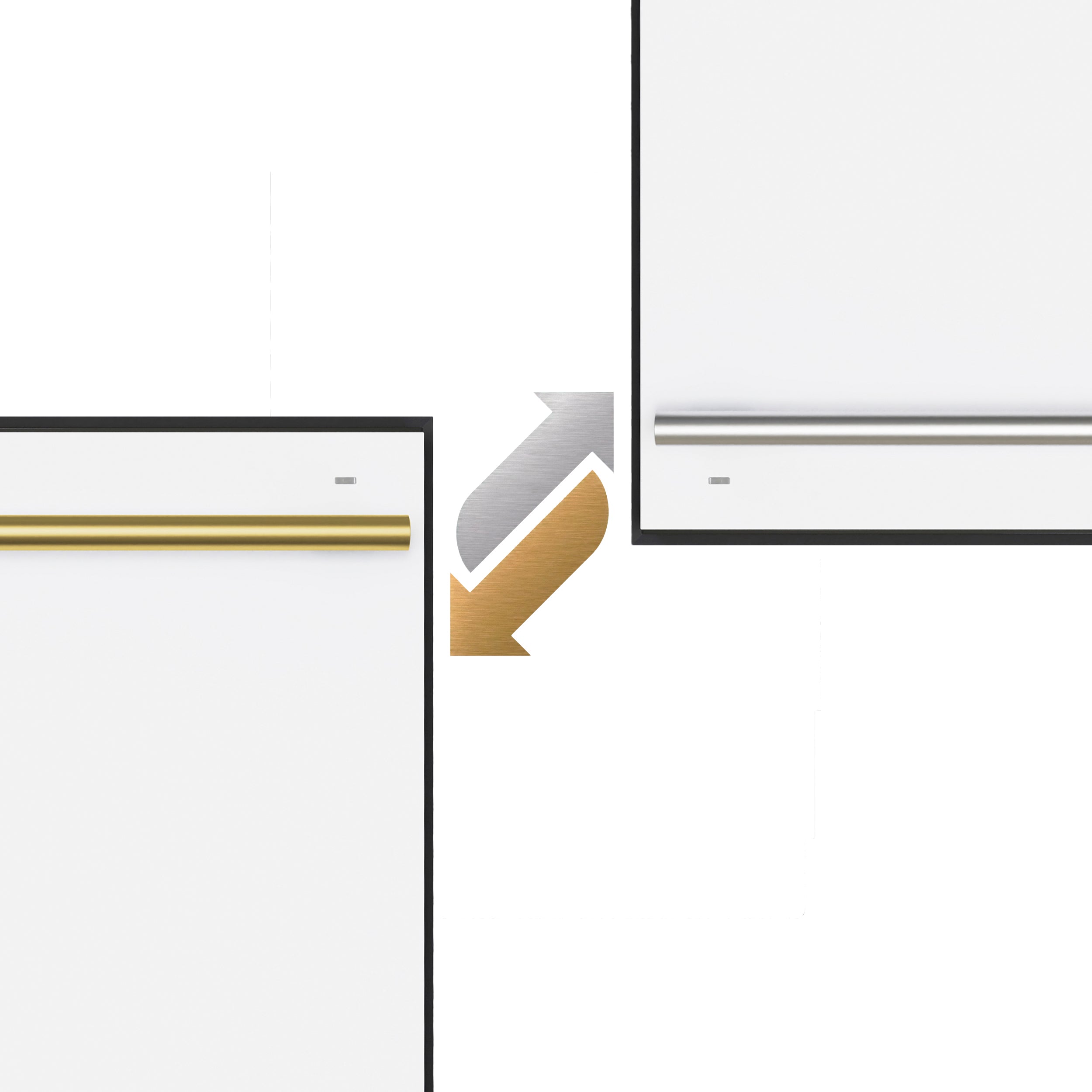 Forno Espresso Romano 24 in. White Built-In Dishwasher with Antique Brass Handle | FDWBI8035-24WHT