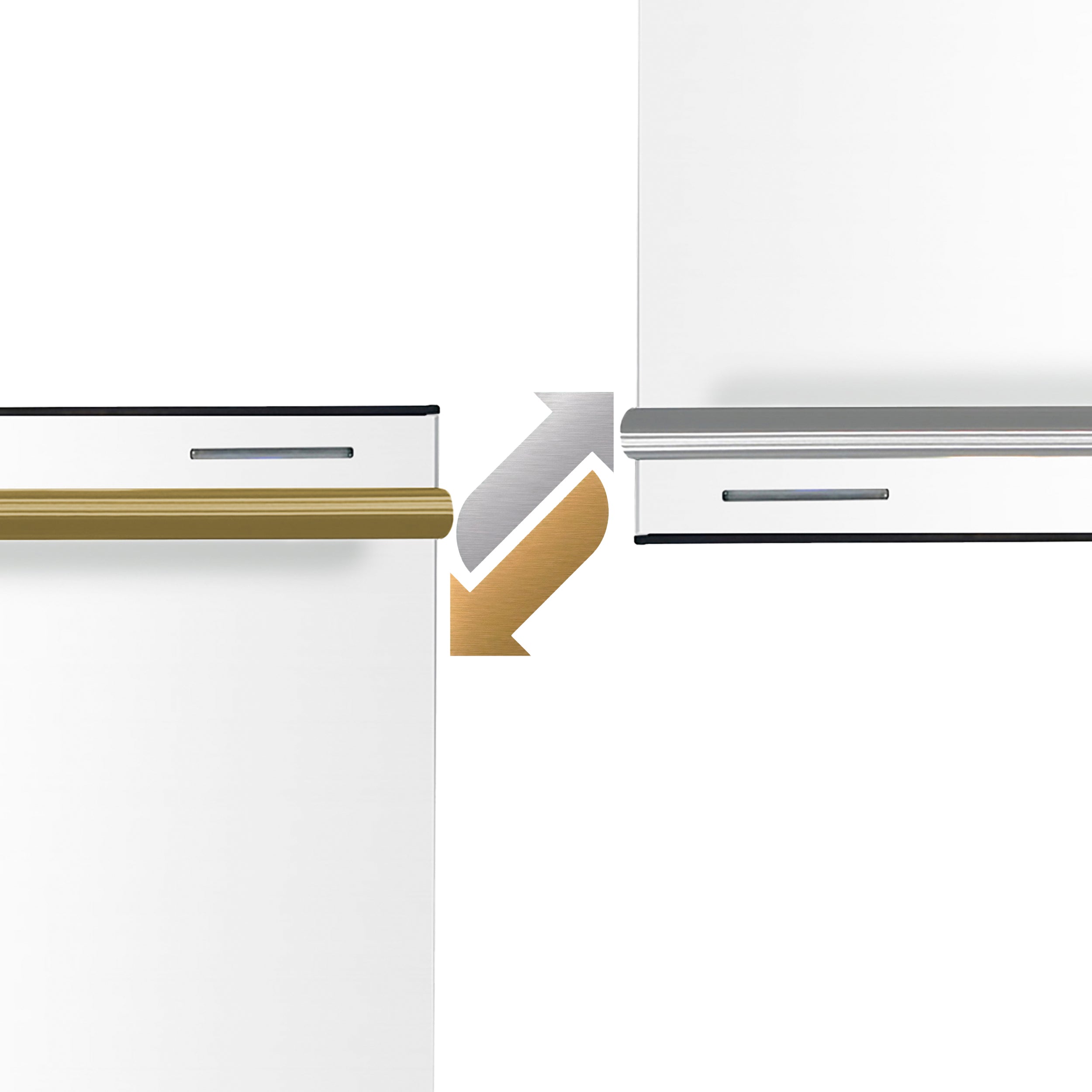 Forno Espresso Pozzo 24 in. White Built-In Dishwasher with Antique Brass Handle | FDWBI8067-24WHT