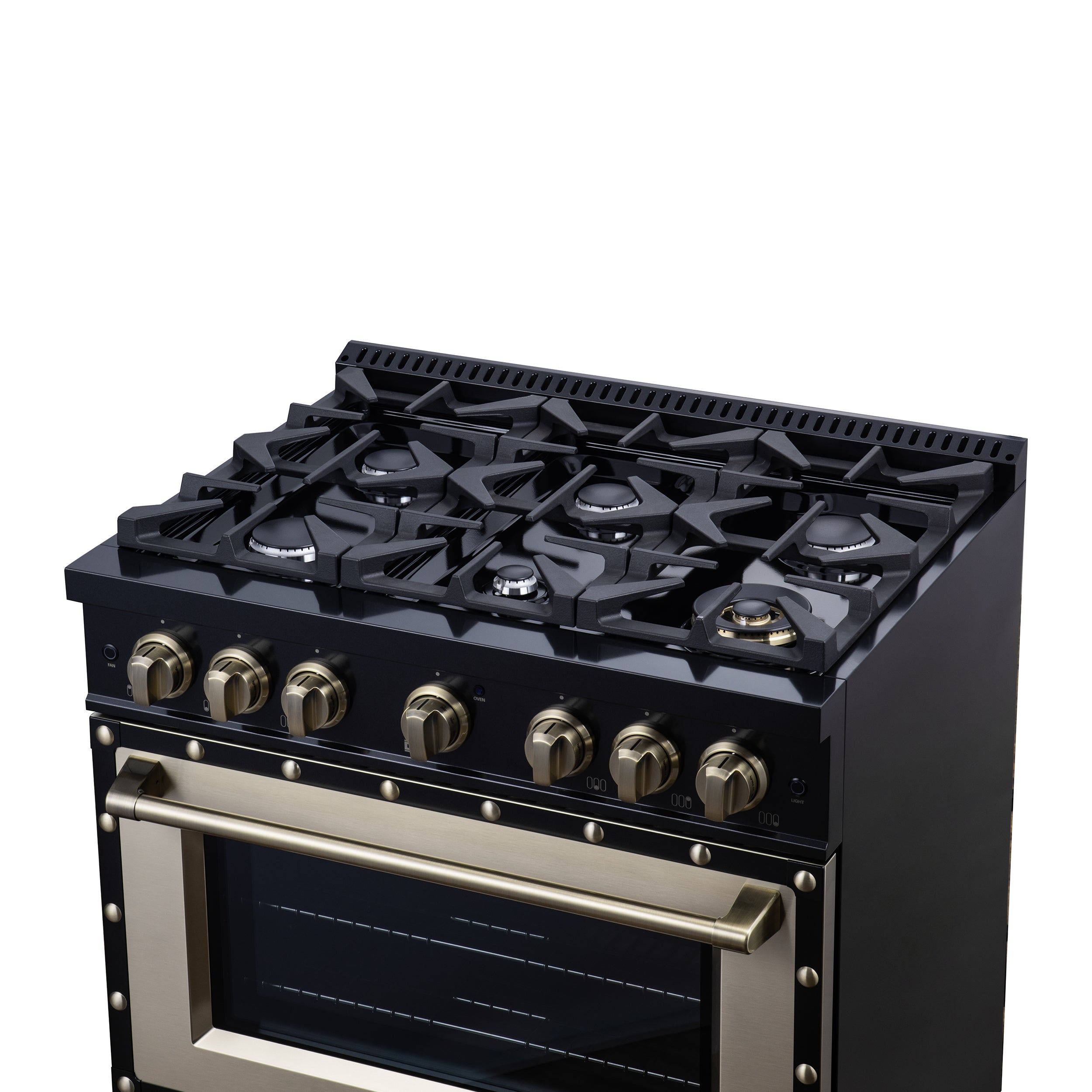 Forno Valente 36 in. 5.2 Cu.ft. Black Dual Fuel Range with 6 Sealed Burners and Air Fry | FFSGS6199-36CPBLK