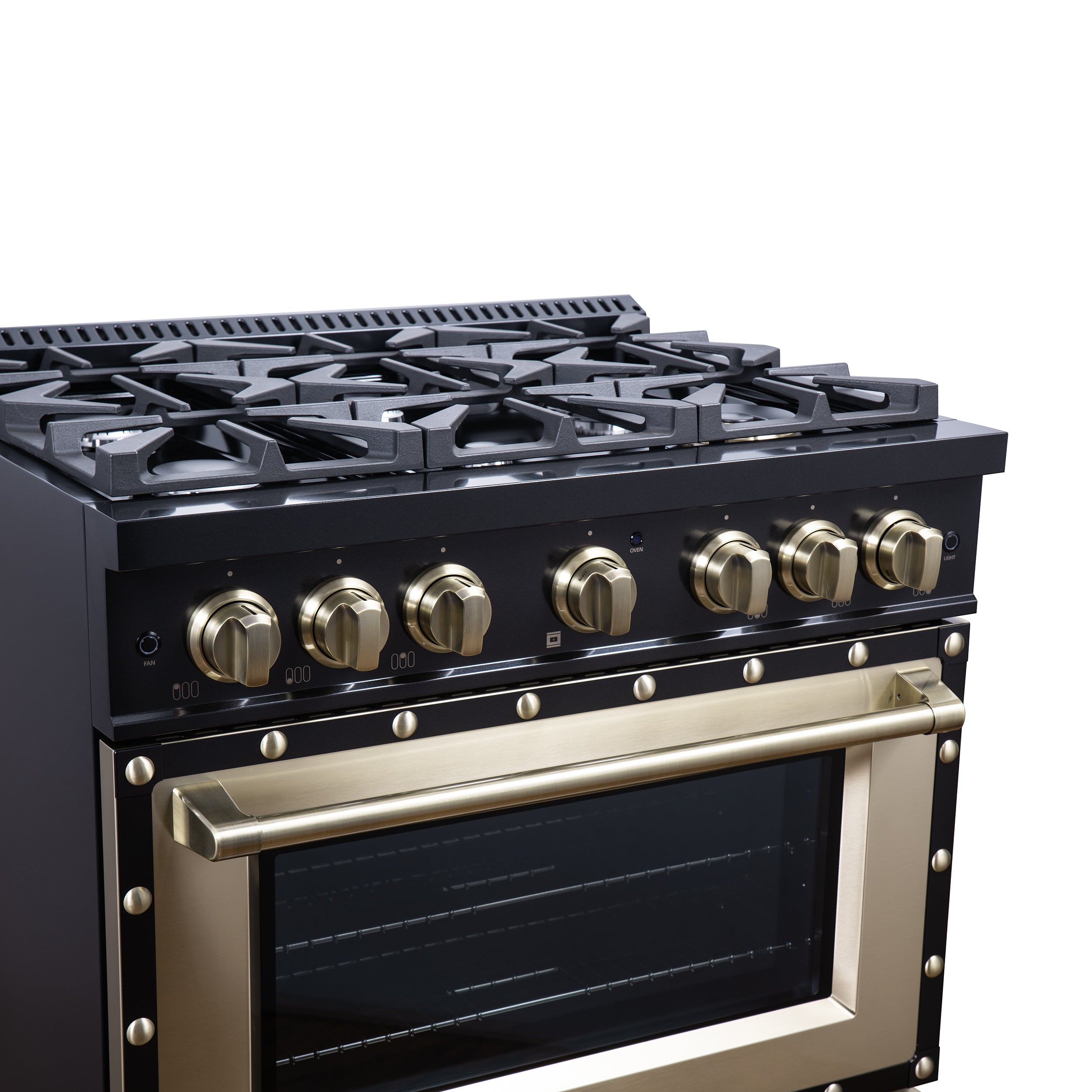 Forno Valente 36 in. 5.2 Cu.ft. Black Dual Fuel Range with 6 Sealed Burners and Air Fry | FFSGS6199-36CPBLK