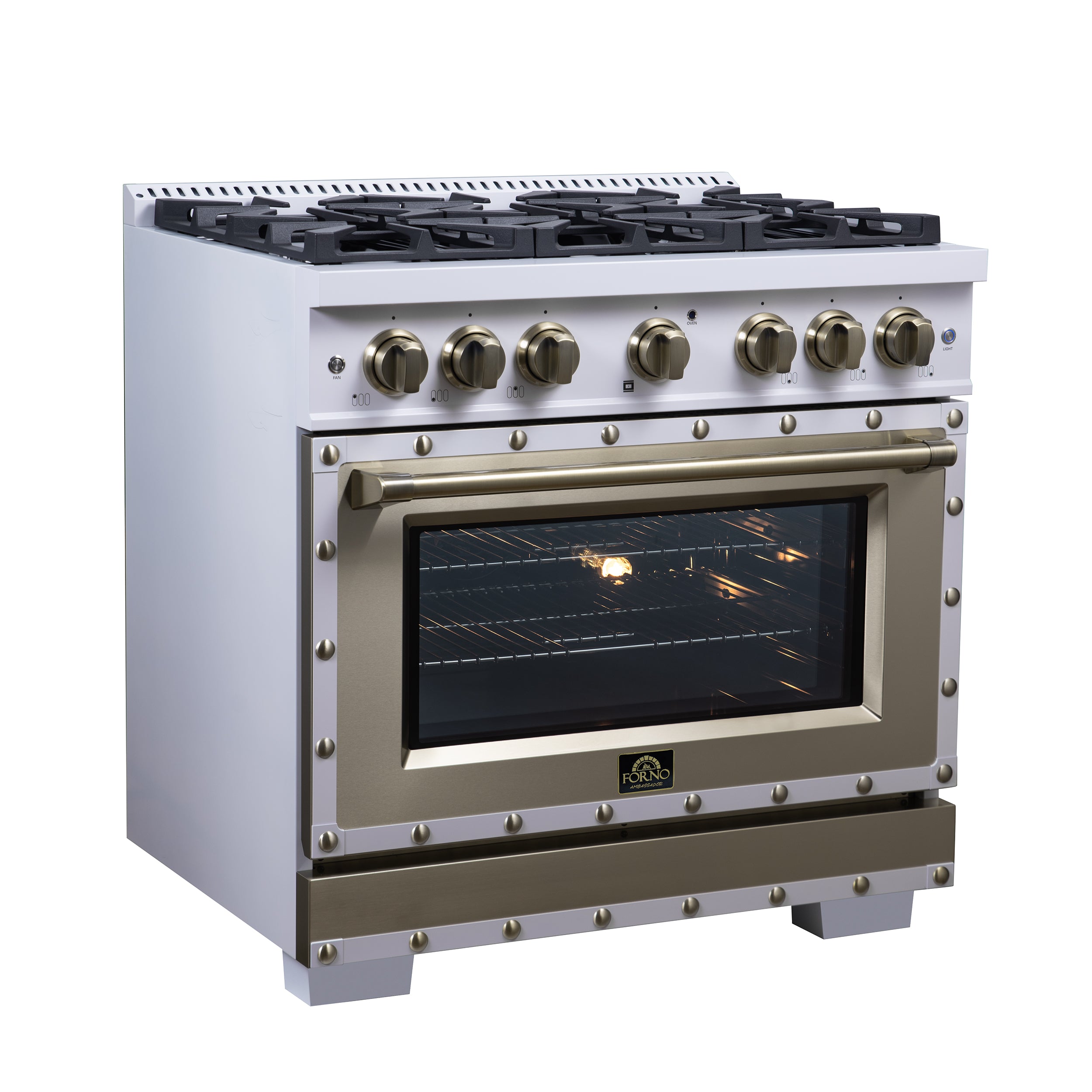 Forno Valente 36 in. 5.2 Cu.ft. White Dual Fuel Range with 6 Sealed Burners and Air Fry | FFSGS6199-36CPWHT