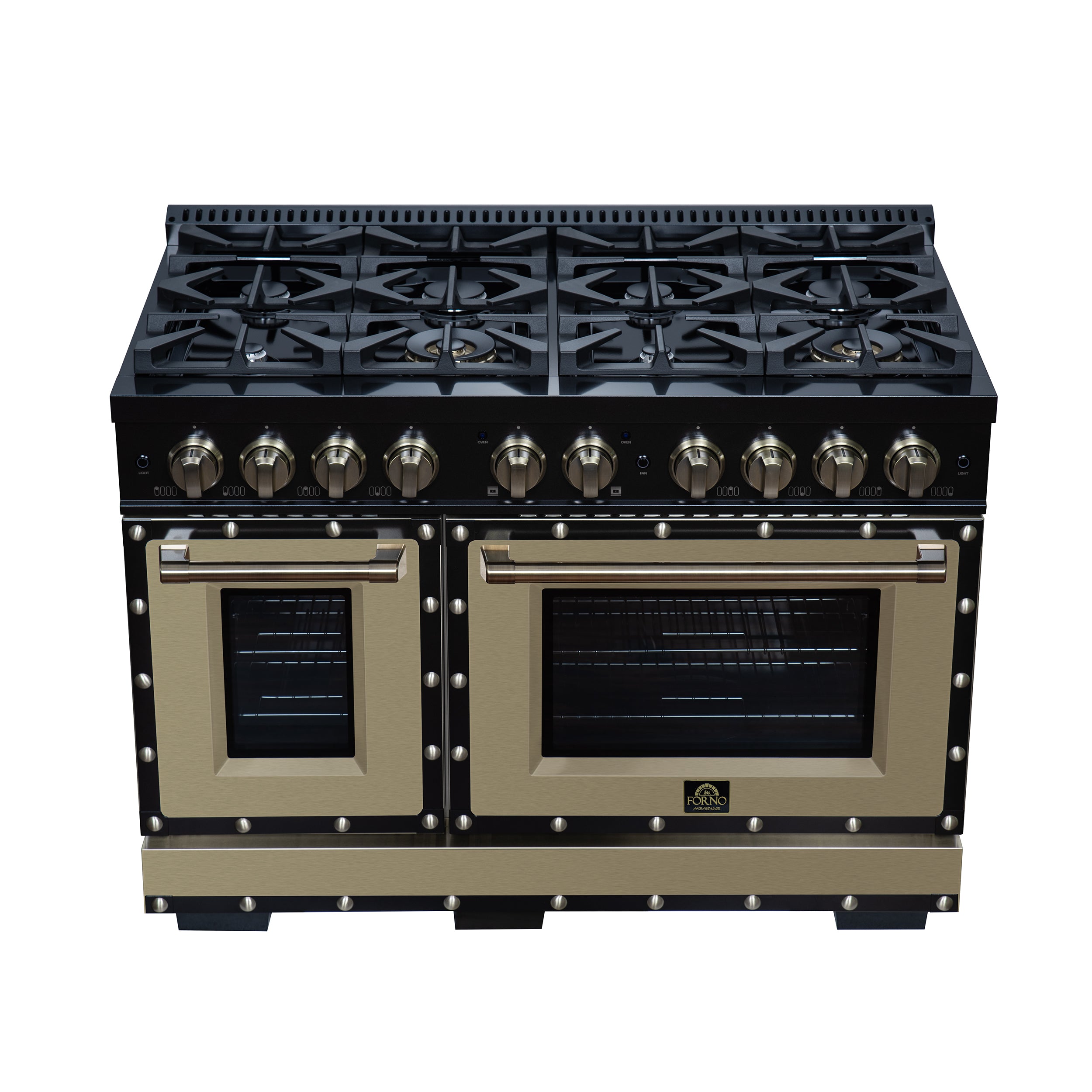 Forno Valente 48 in. 6.7 Cu.ft. Black Dual Fuel Range with 8 Sealed Burners and Air Fry | FFSGS6199-48CPBLK