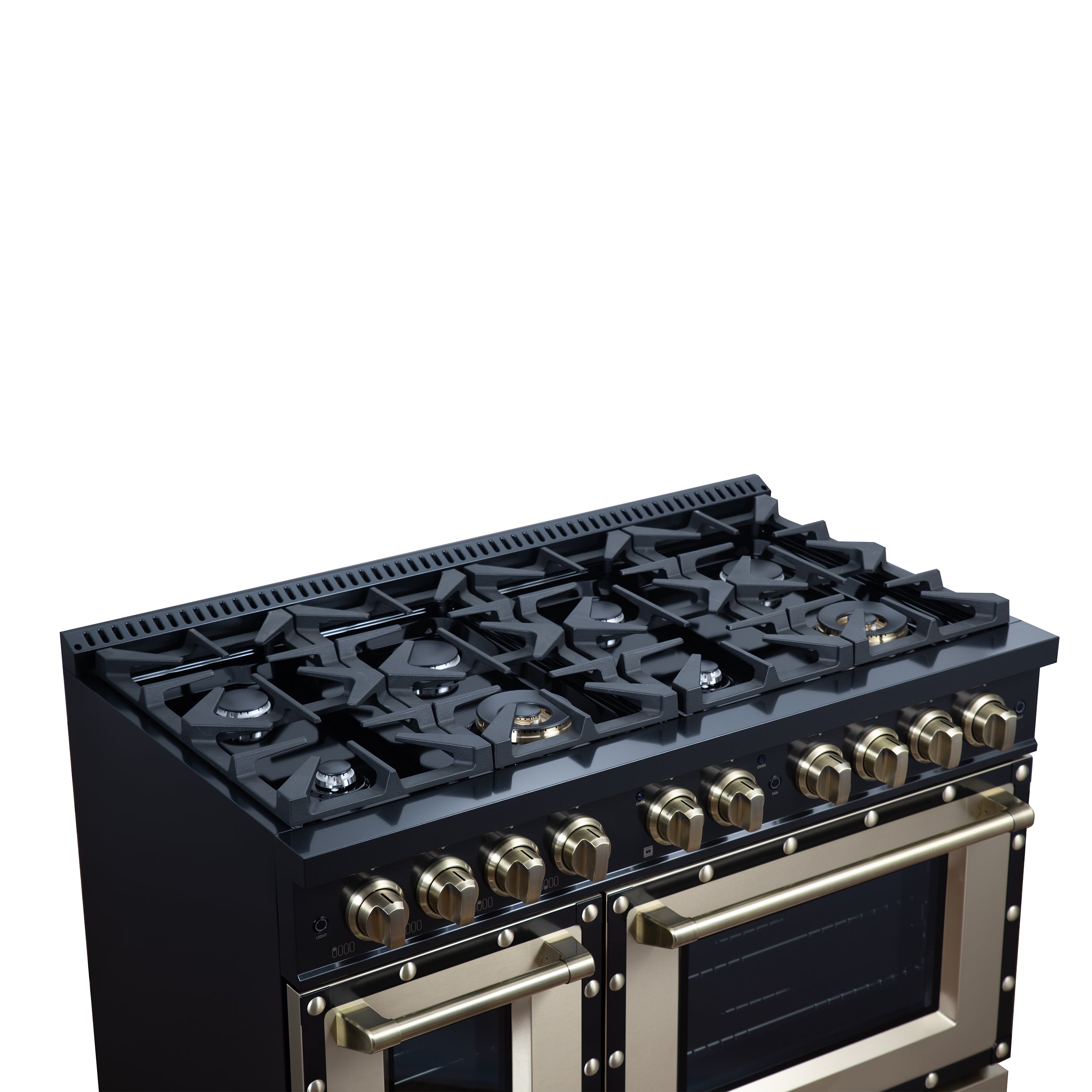 Forno Valente 48 in. 6.7 Cu.ft. Black Dual Fuel Range with 8 Sealed Burners and Air Fry | FFSGS6199-48CPBLK