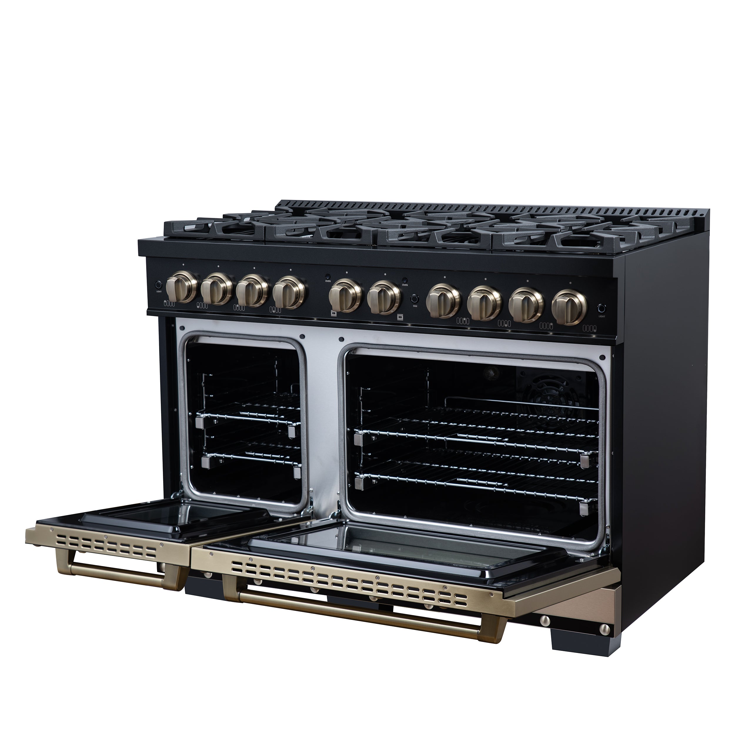 Forno Valente 48 in. 6.7 Cu.ft. Black Dual Fuel Range with 8 Sealed Burners and Air Fry | FFSGS6199-48CPBLK