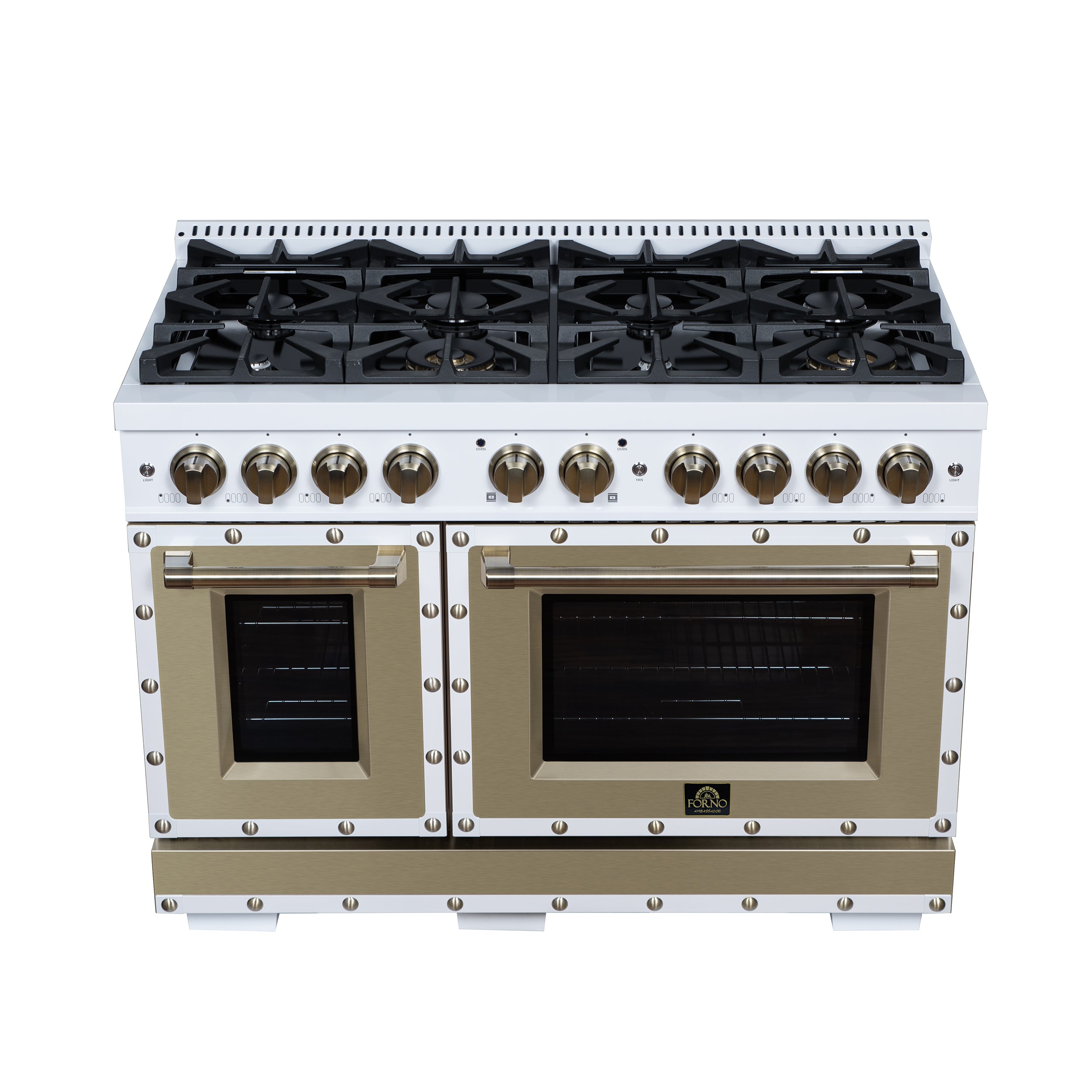 Forno Valente 48 in. 6.7 Cu.ft. White Dual Fuel Range with 8 Sealed Burners and Air Fry | FFSGS6199-48CPWHT