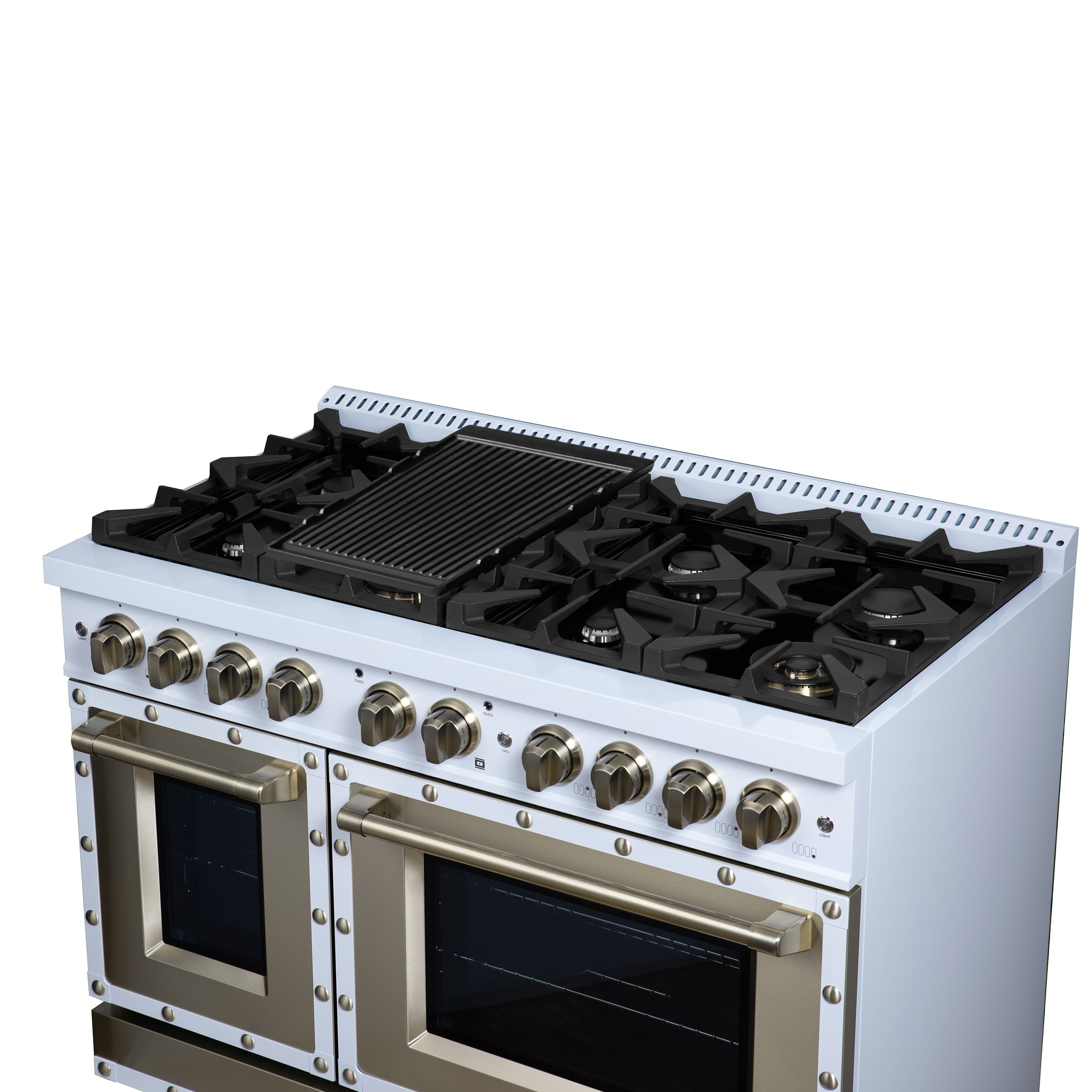 Forno Valente 48 in. 6.7 Cu.ft. White Dual Fuel Range with 8 Sealed Burners and Air Fry | FFSGS6199-48CPWHT