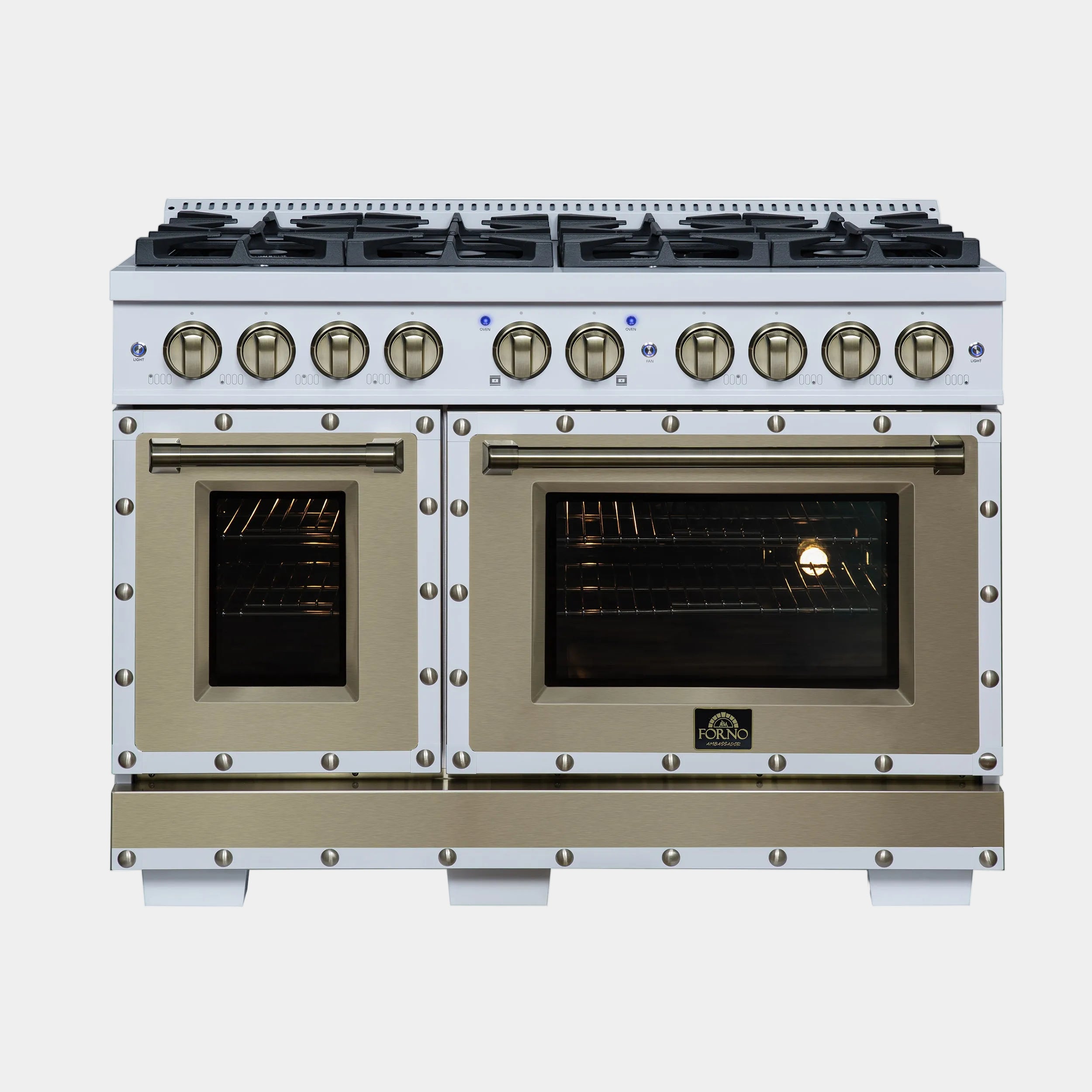 Forno Valente 48 in. 6.7 Cu.ft. White Dual Fuel Range with 8 Sealed Burners and Air Fry | FFSGS6199-48CPWHT