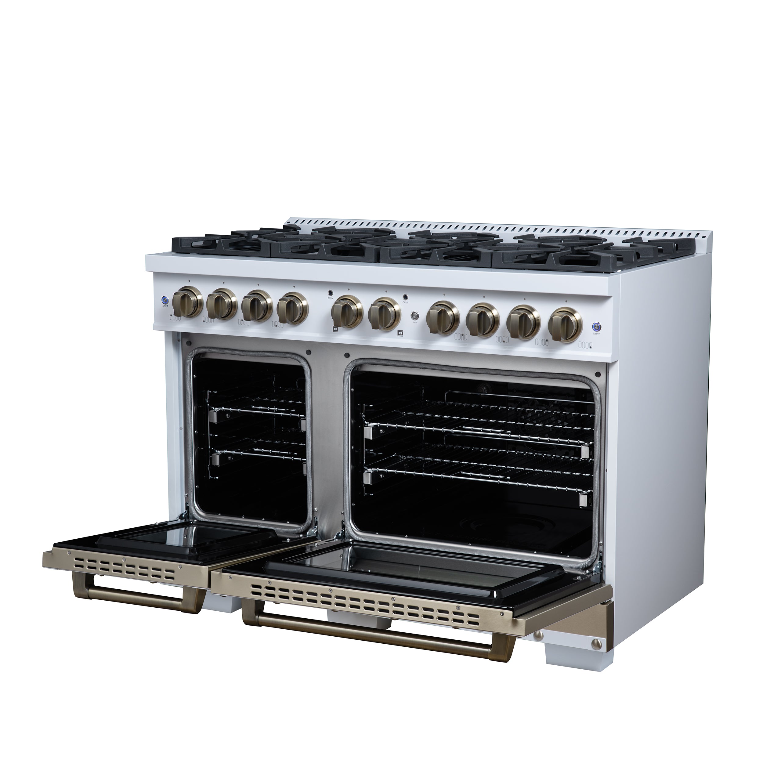 Forno Valente 48 in. 6.7 Cu.ft. White Dual Fuel Range with 8 Sealed Burners and Air Fry | FFSGS6199-48CPWHT