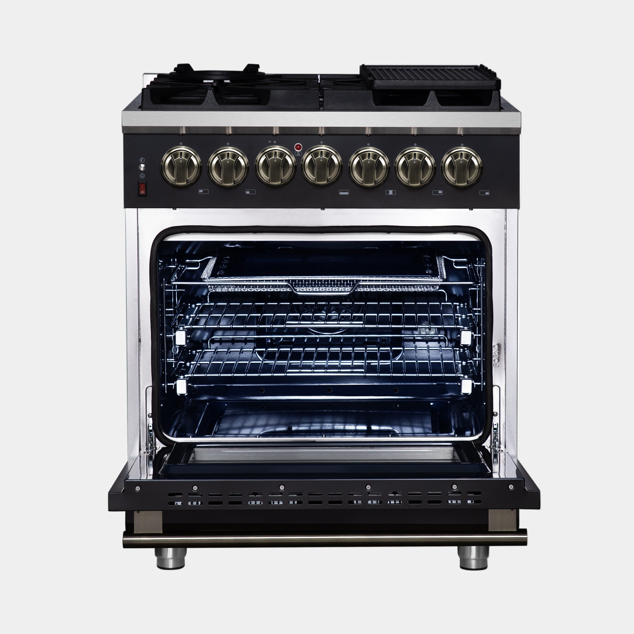 Forno Massimo 30 in. 4.32 cu. ft. 5-Burner Black Dual Fuel Range | FFSGS6125-30BLK