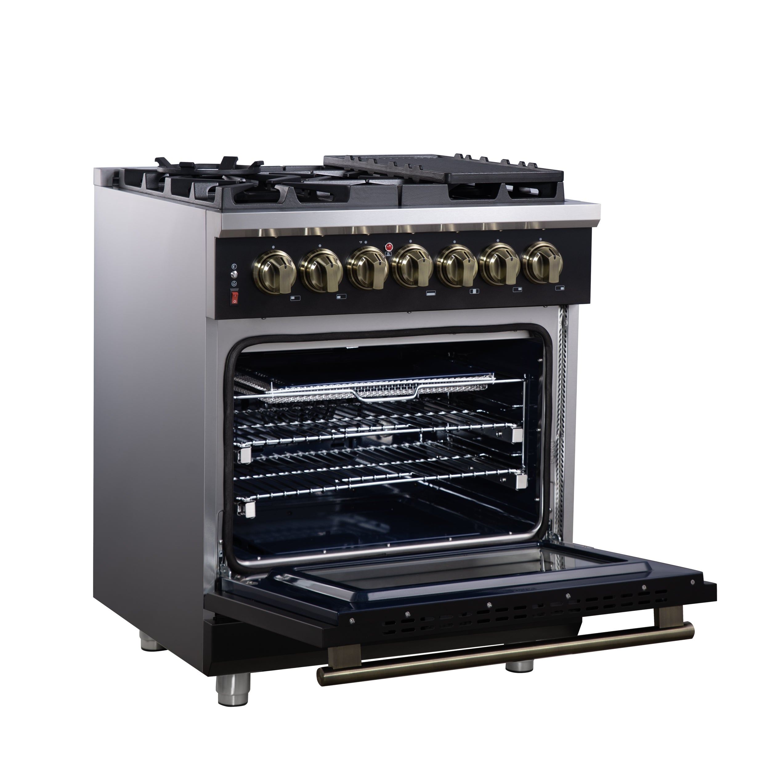 Forno Massimo 30 in. 4.32 cu. ft. 5-Burner Black Dual Fuel Range | FFSGS6125-30BLK