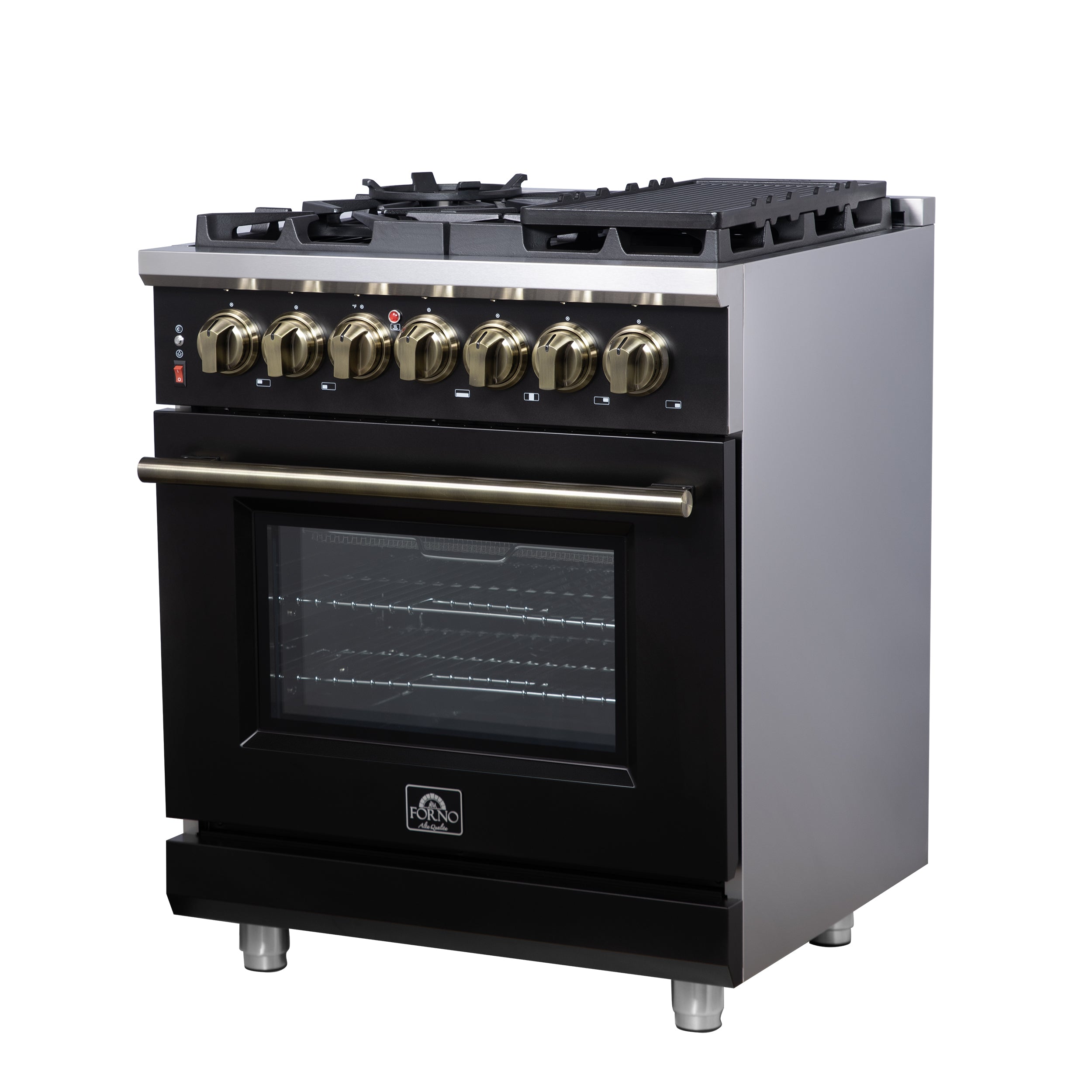 Forno Massimo 30 in. 4.32 cu. ft. 5-Burner Black Dual Fuel Range | FFSGS6125-30BLK