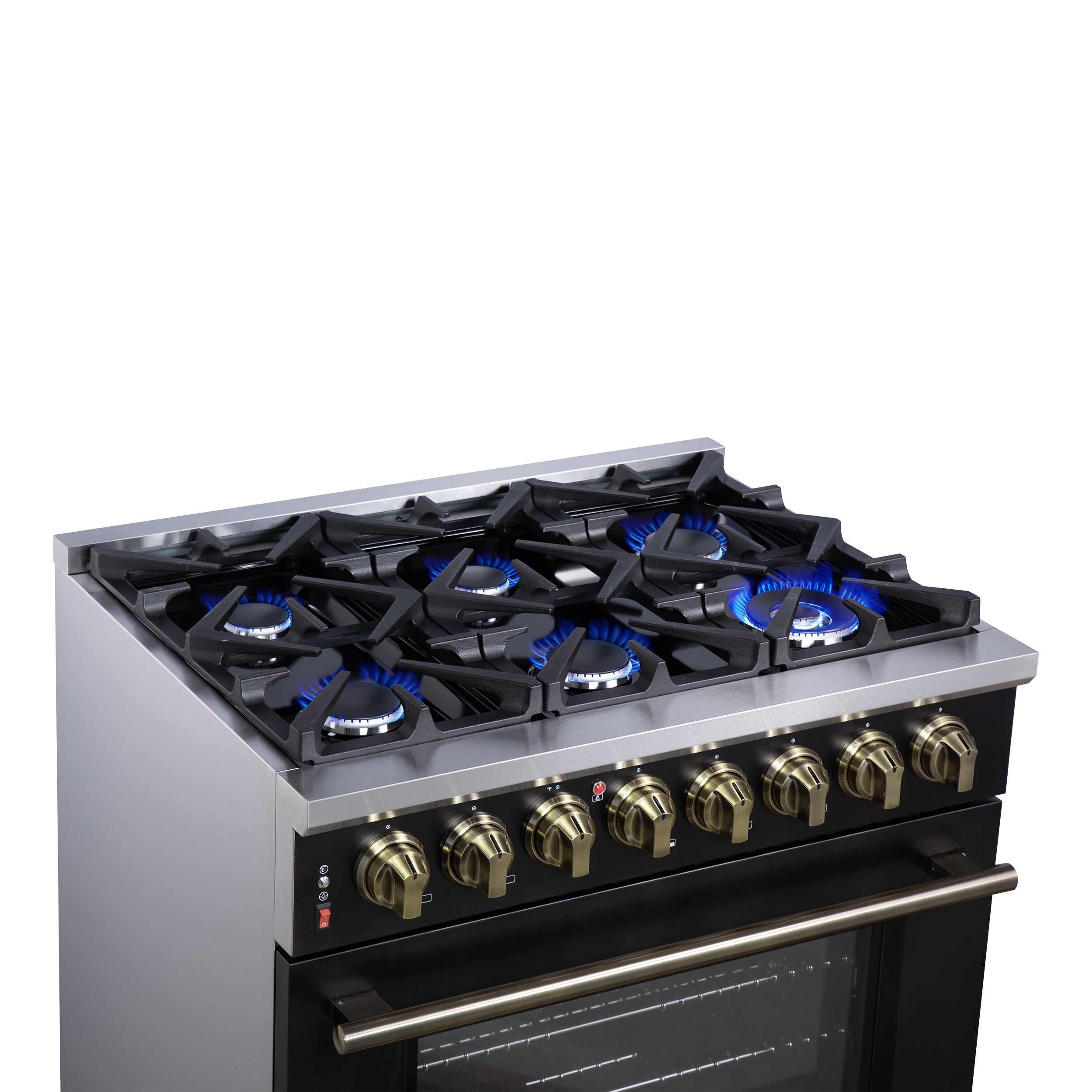 Forno Massimo 36 in. 5.36 cu. ft. 6-Burner White Dual Fuel Range with Antique Brass Accents | FFSGS6125-36WHT