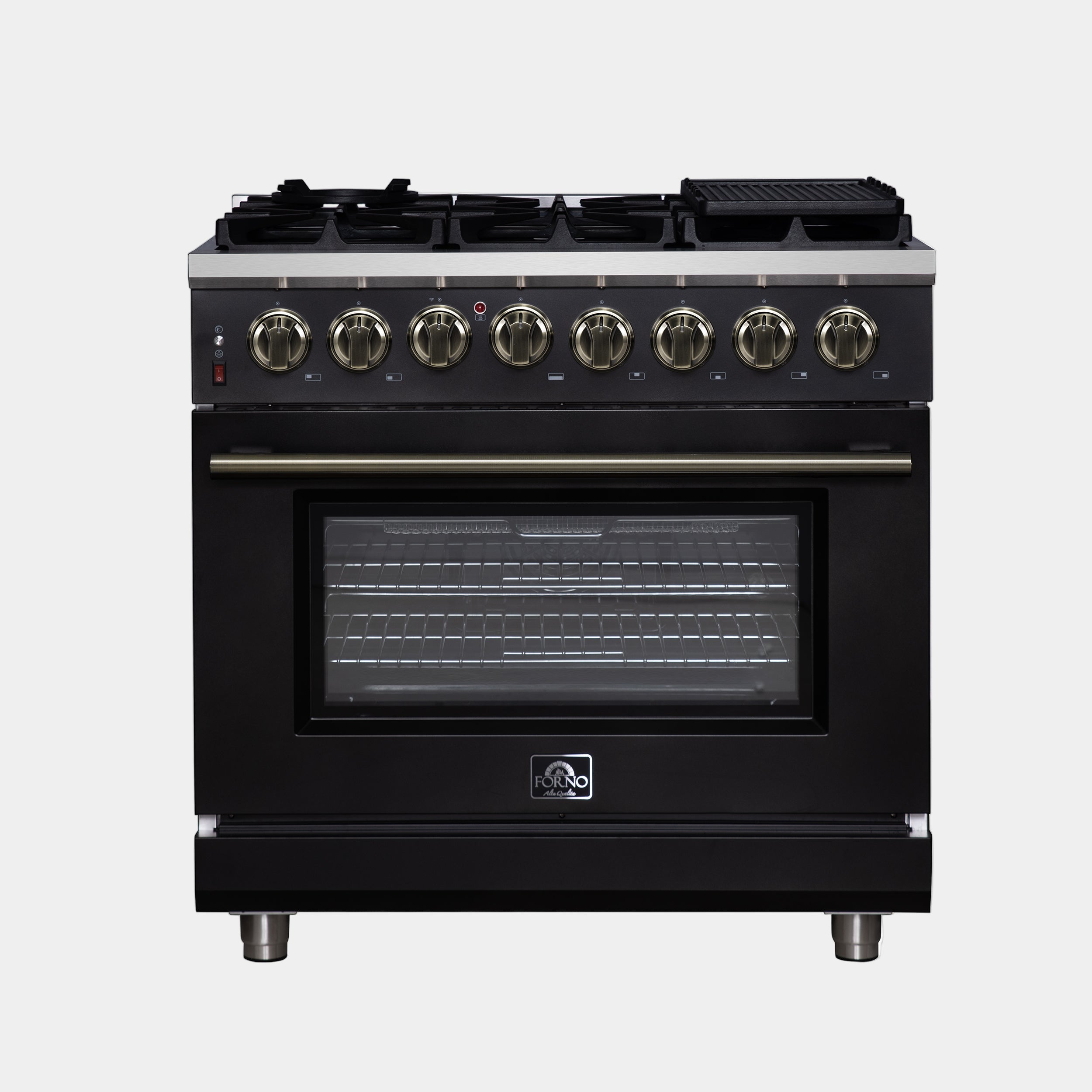 Forno Massimo 36 in. 5.36 cu. ft. 6-Burner White Dual Fuel Range with Antique Brass Accents | FFSGS6125-36WHT