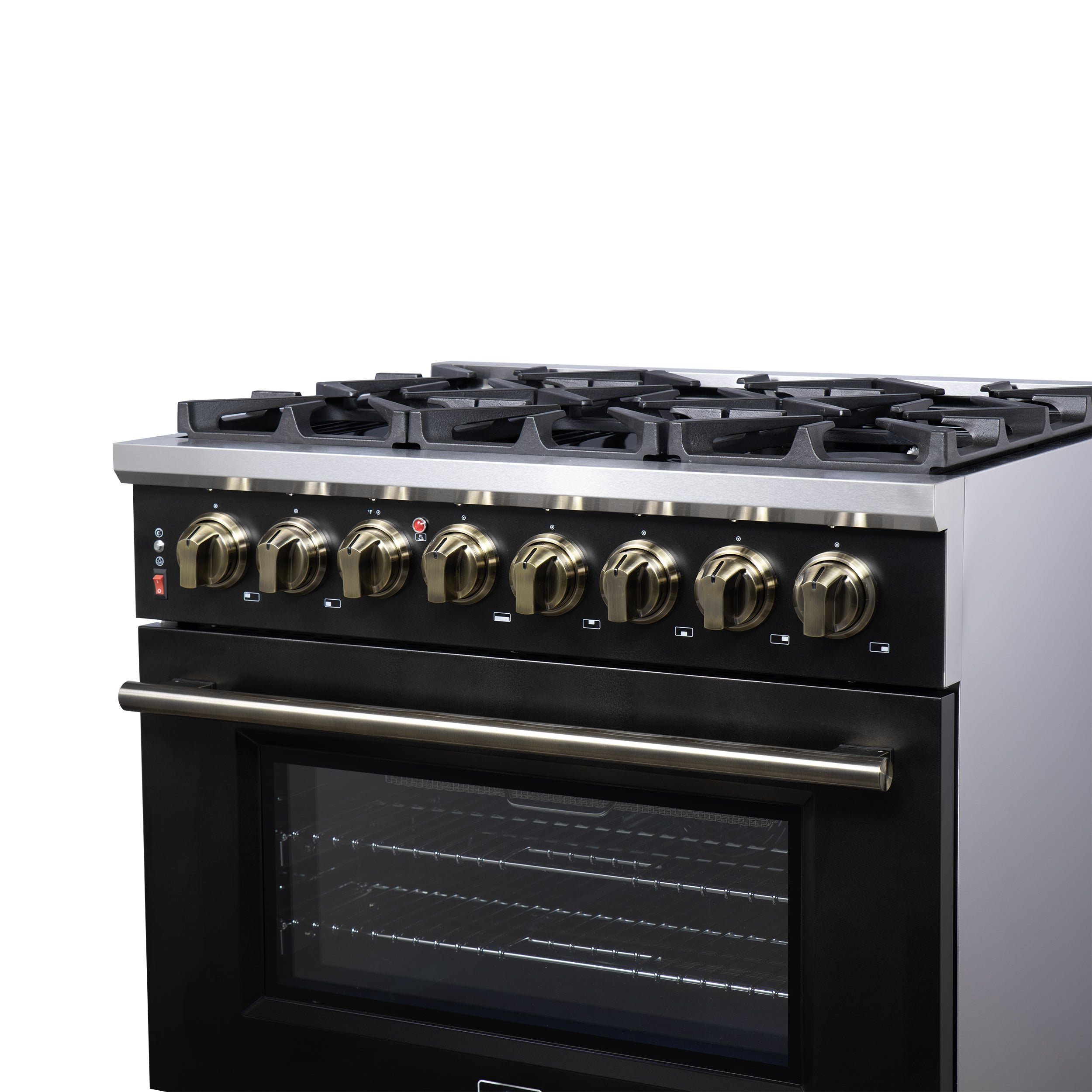 Forno Massimo 36 in. 5.36 cu. ft. 6-Burner White Dual Fuel Range with Antique Brass Accents | FFSGS6125-36WHT
