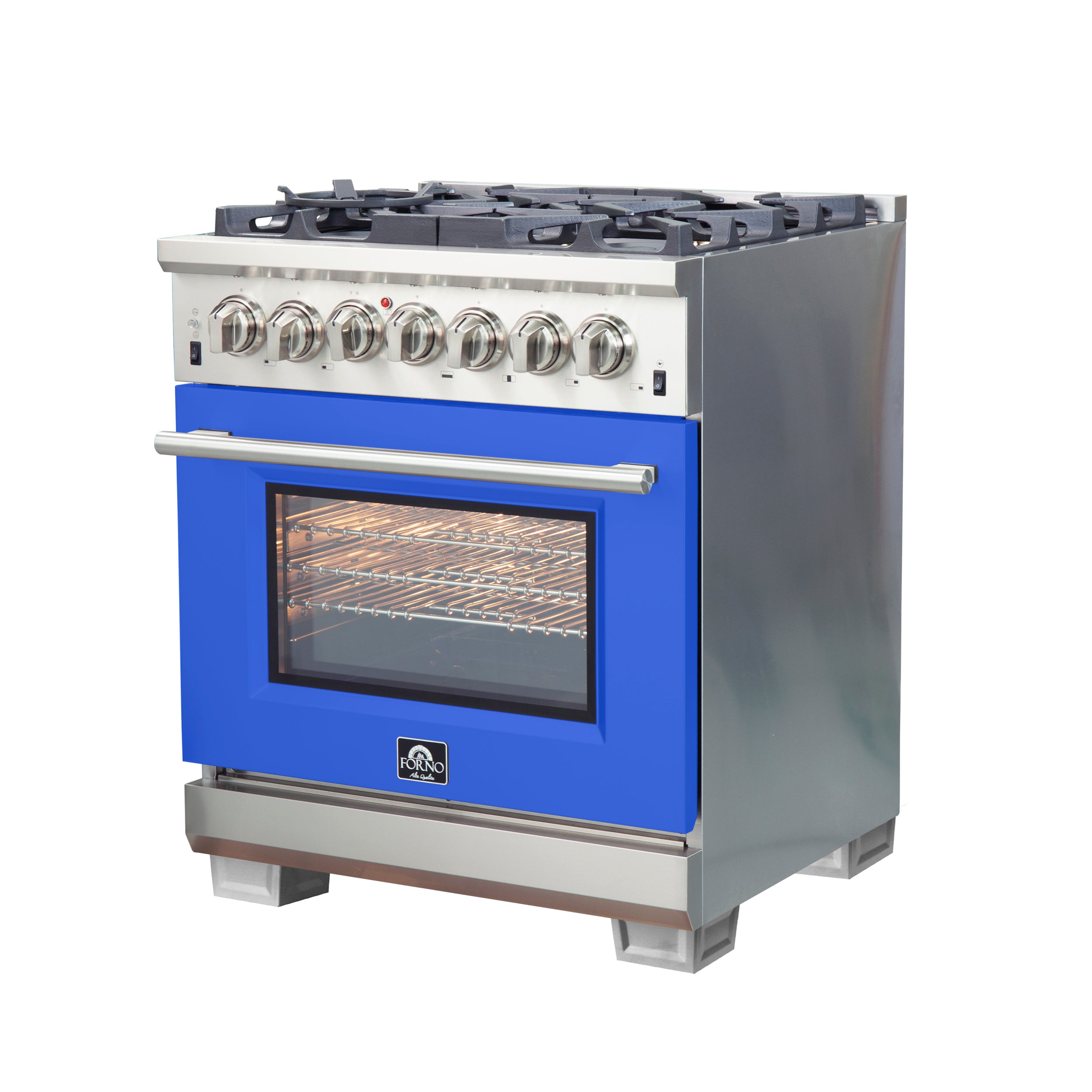 Forno Capriasca 30 in. 4.32 cu. ft. 5-burner Black Dual Fuel Range with Brass Burners | FFSGS6187-30BLU