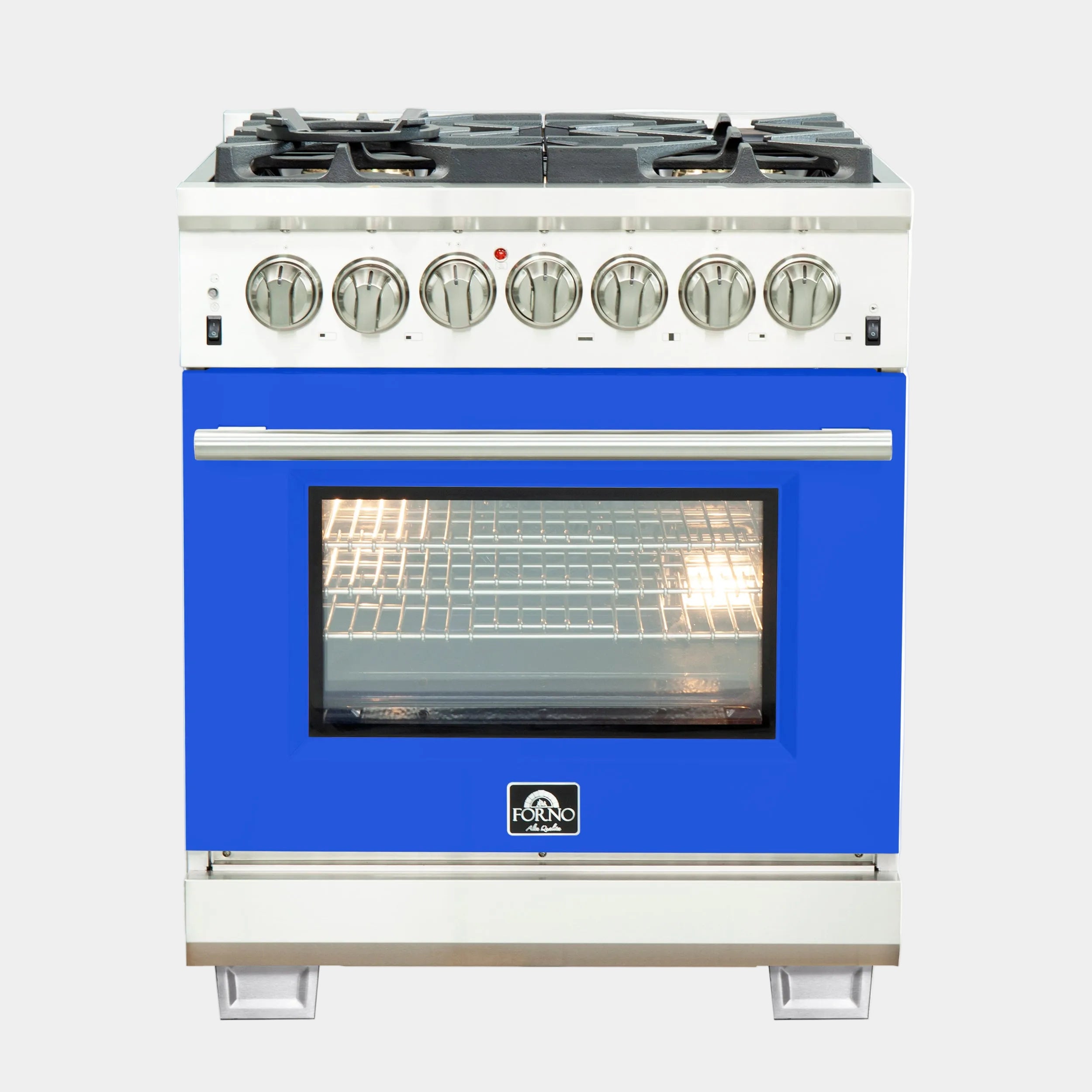 Forno Capriasca 30 in. 4.32 cu. ft. 5-burner Black Dual Fuel Range with Brass Burners | FFSGS6187-30BLU