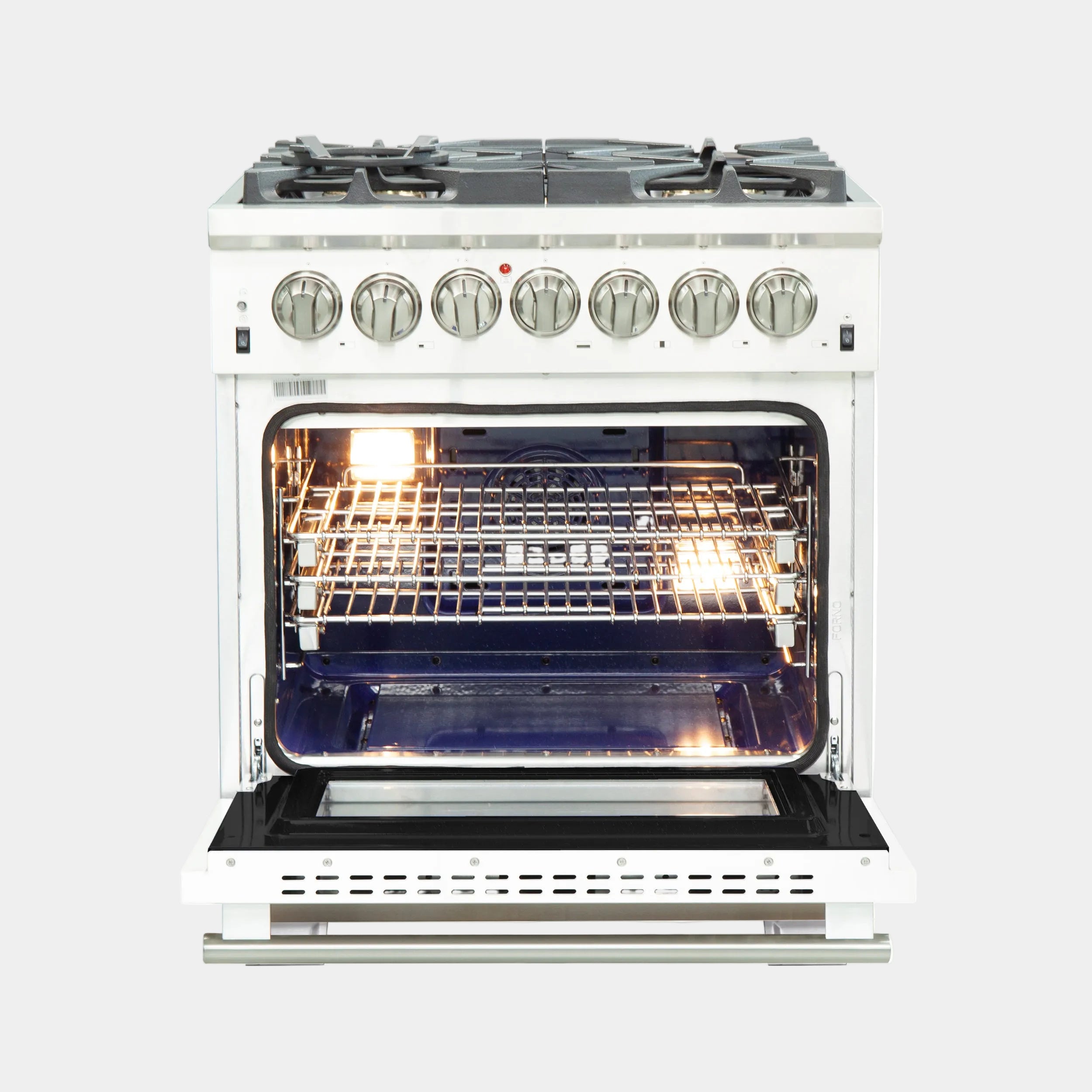 Forno Capriasca 30 in. 4.32 cu. ft. 5-burner White Dual Fuel Range with Brass Burners | FFSGS6187-30WHT