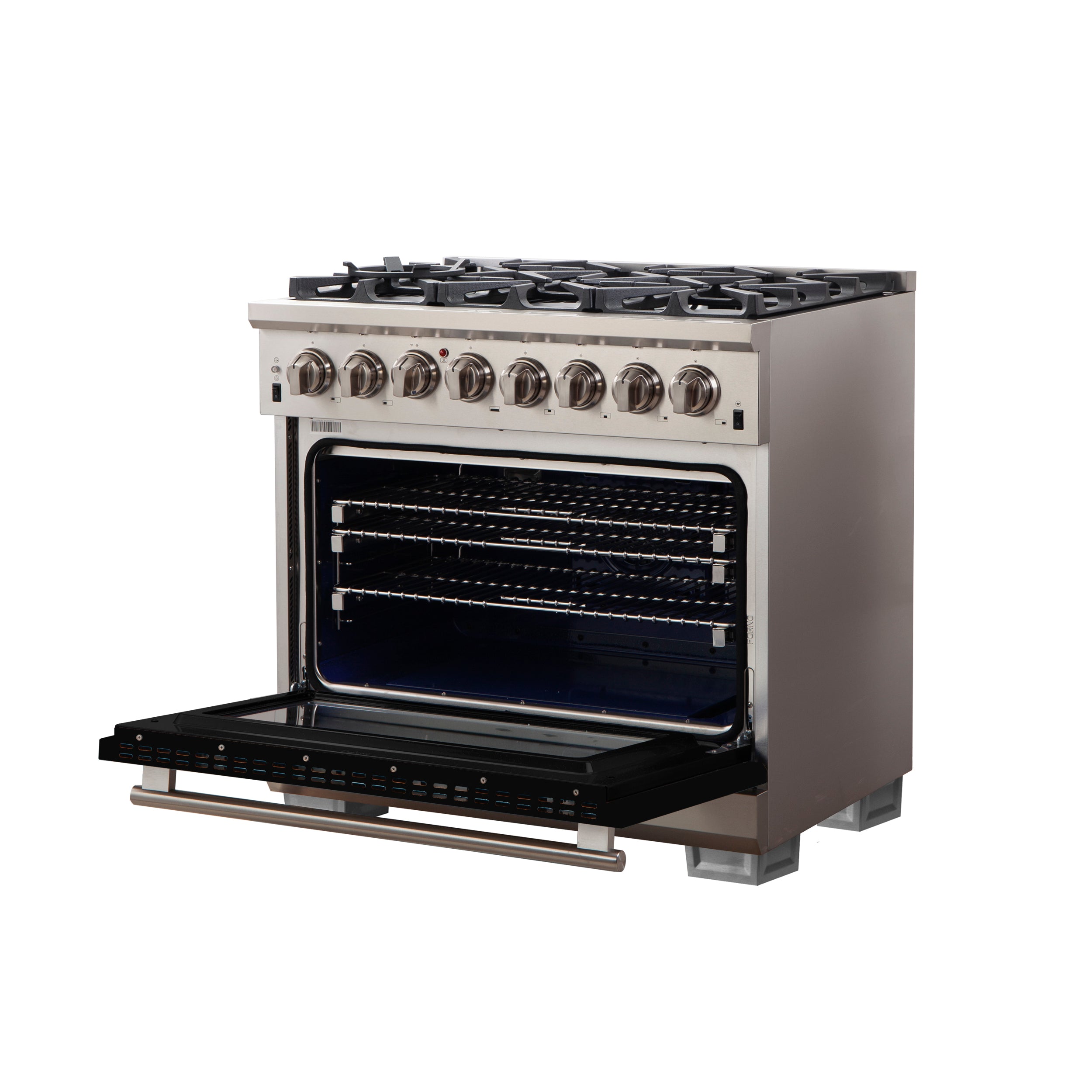Forno Capriasca 36 in. 5.36 cu. ft. 6-burner Black Dual Fuel Range with Brass Burners | FFSGS6187-36BLK