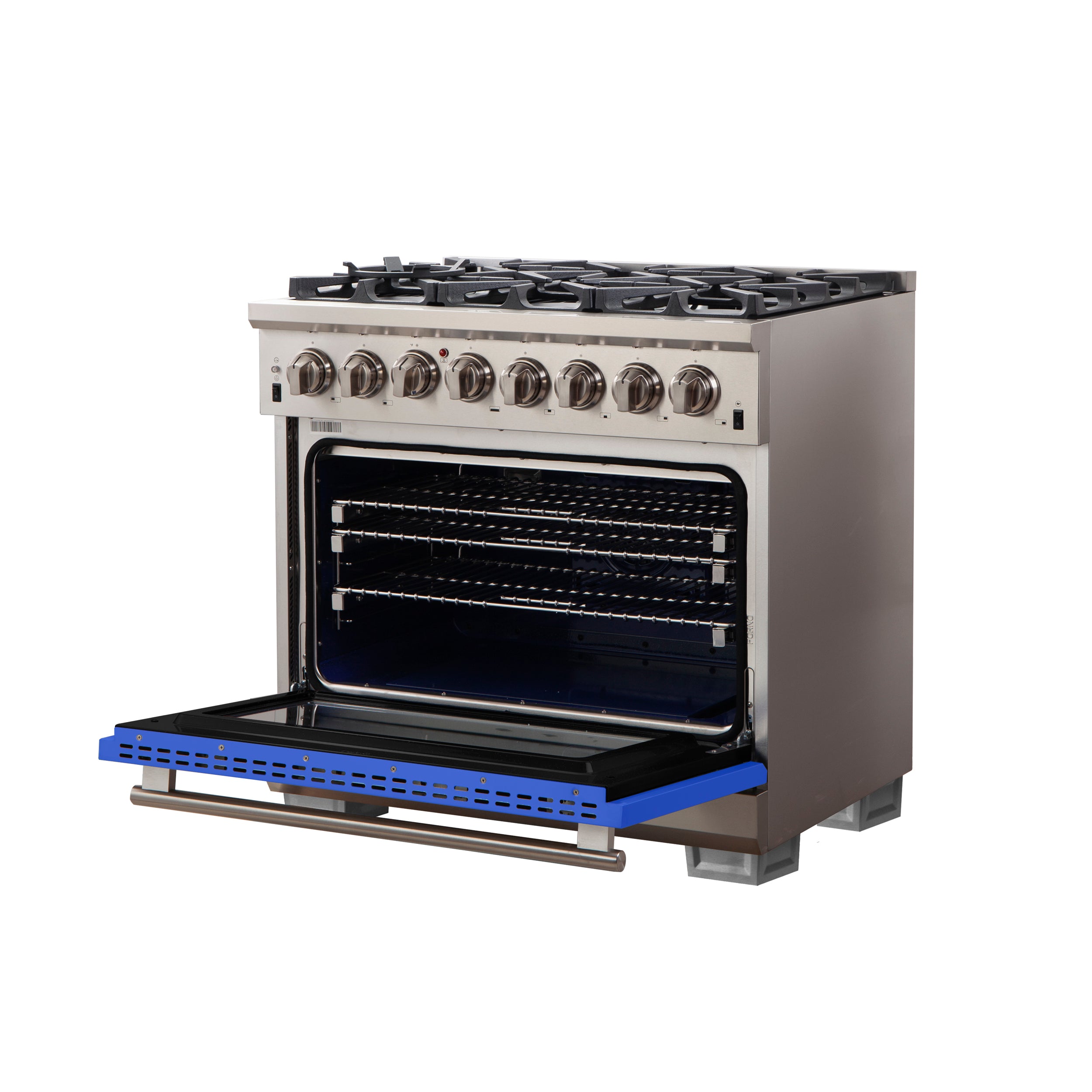 Forno Capriasca 36 in. 5.36 cu. ft. 6-burner Blue Dual Fuel Range with Brass Burners | FFSGS6187-36BLU