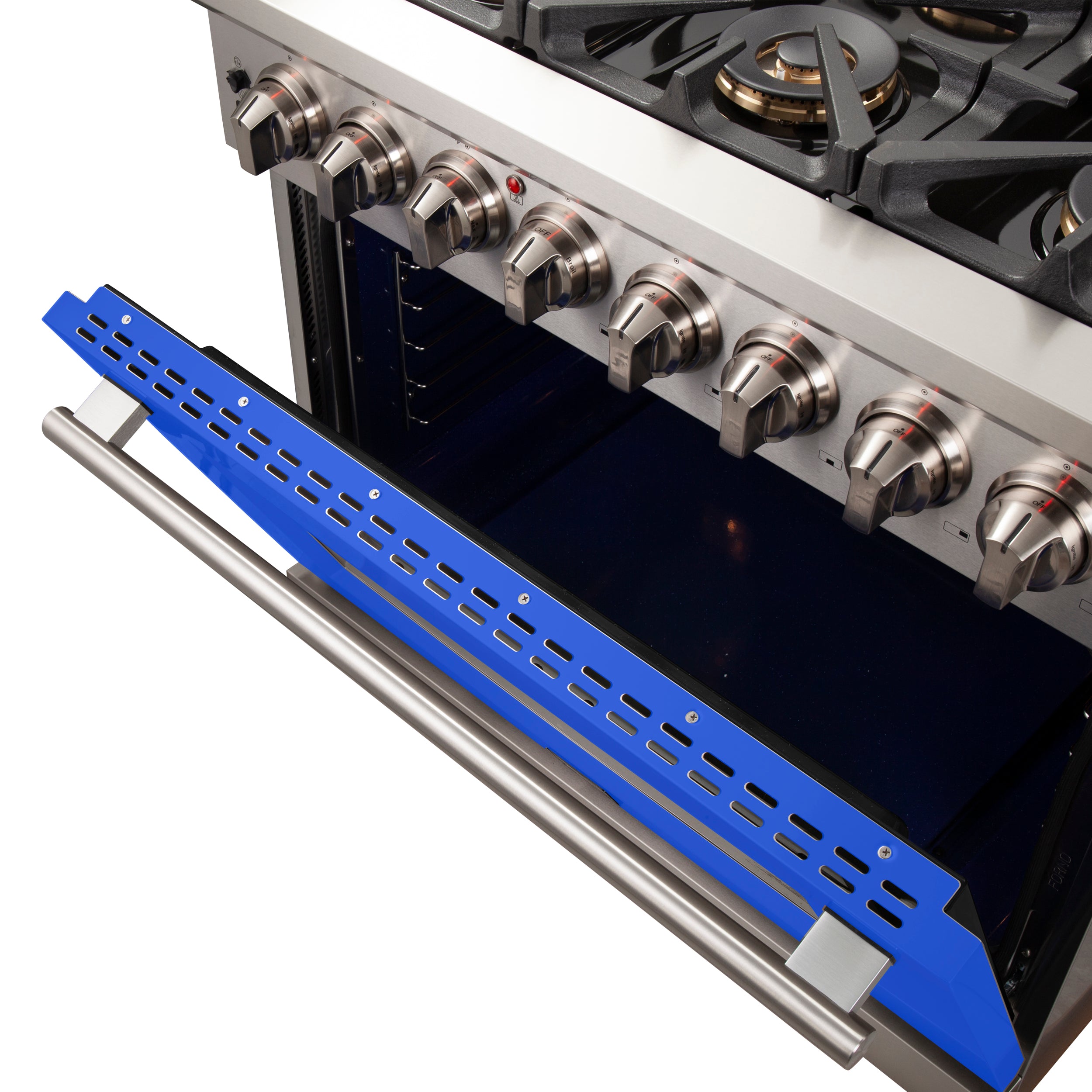 Forno Capriasca 36 in. 5.36 cu. ft. 6-burner Blue Dual Fuel Range with Brass Burners | FFSGS6187-36BLU