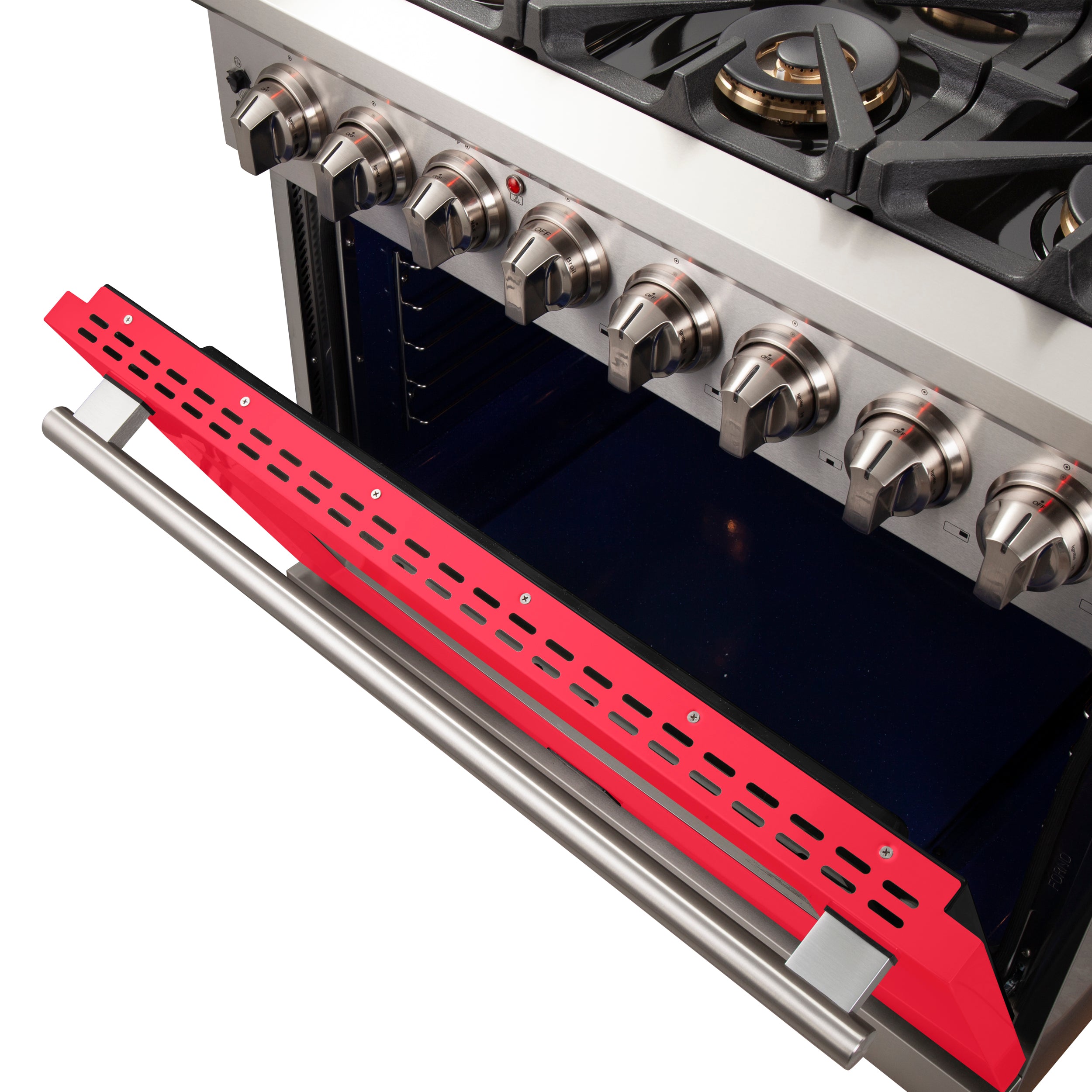 Forno Capriasca 36 in. 5.36 cu. ft. 6-burner Red Dual Fuel Range with Brass Burners | FFSGS6187-36RED