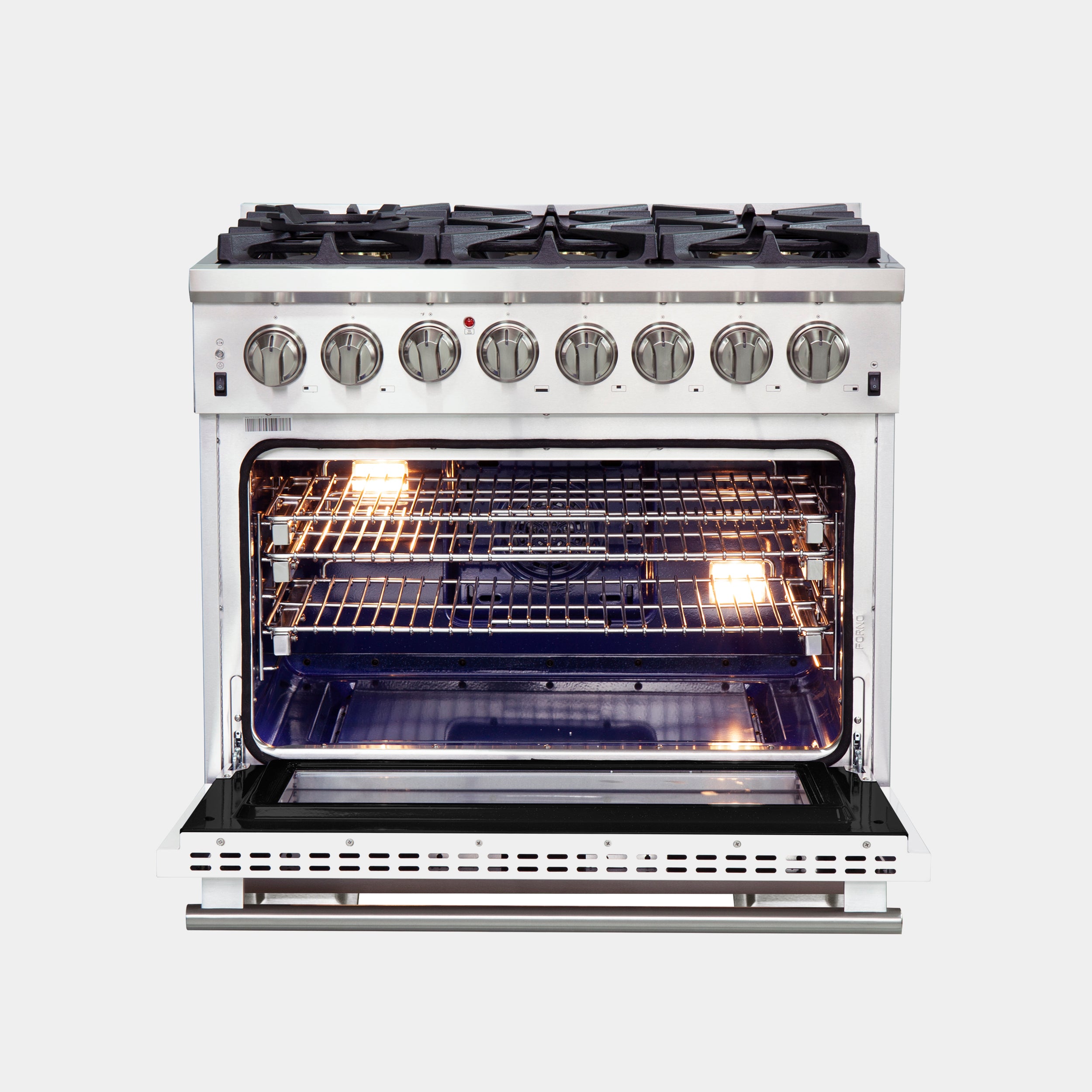 Forno Capriasca 36 in. 5.36 cu. ft. 6-burner White Dual Fuel Range with Brass Burners | FFSGS6187-36WHT