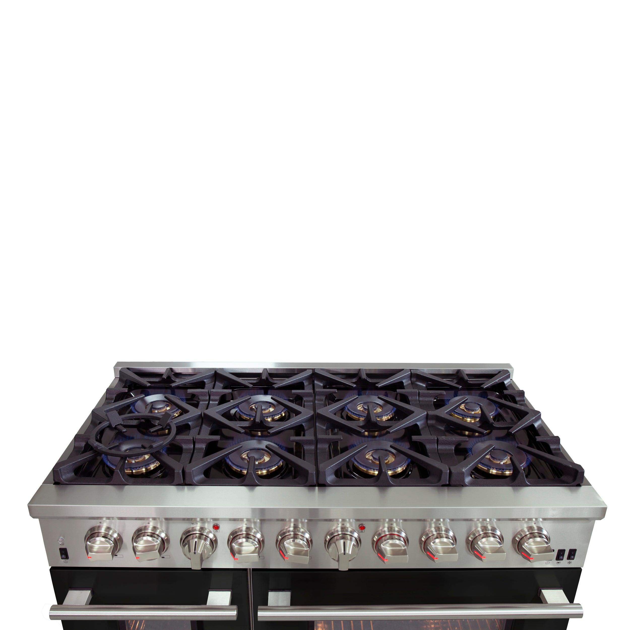 Forno Capriasca 48 in. 6.58 cu. ft. 8-burner Black Dual Fuel Range with Brass Burners | FFSGS6187-48BLK