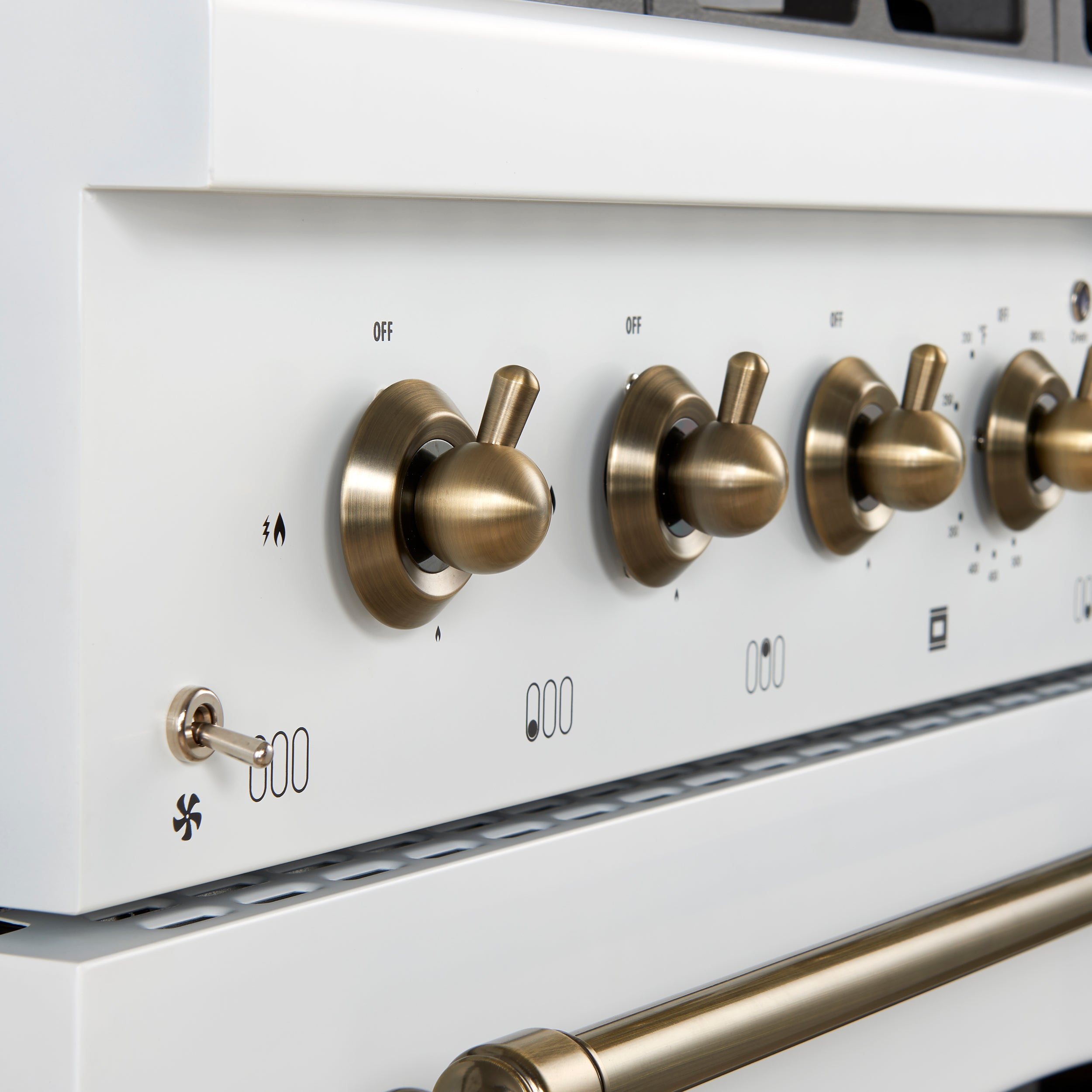 Forno Antico 36 in. 4.5 cu. ft. 6-Burner White Dual Fuel Range with Antique Brass Accents | FFSGS6113-36WHT