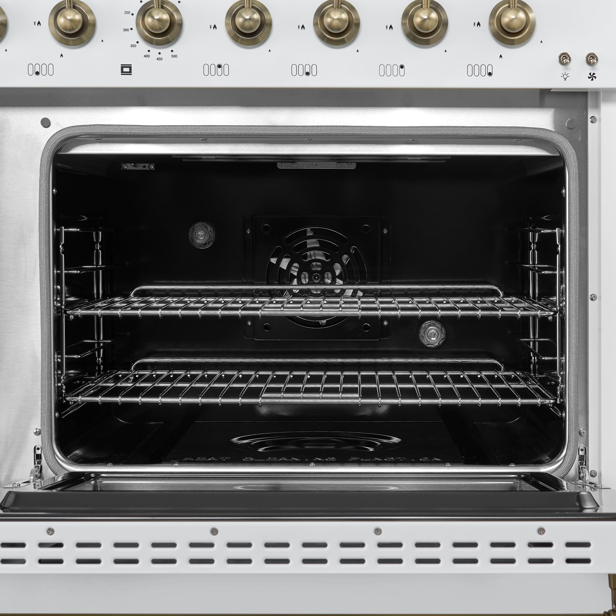 Forno Antico 48 in. 5.5 cu. ft. 8-Burner White Dual Fuel Range with Antique Brass Accents | FFSGS6113-48WHT
