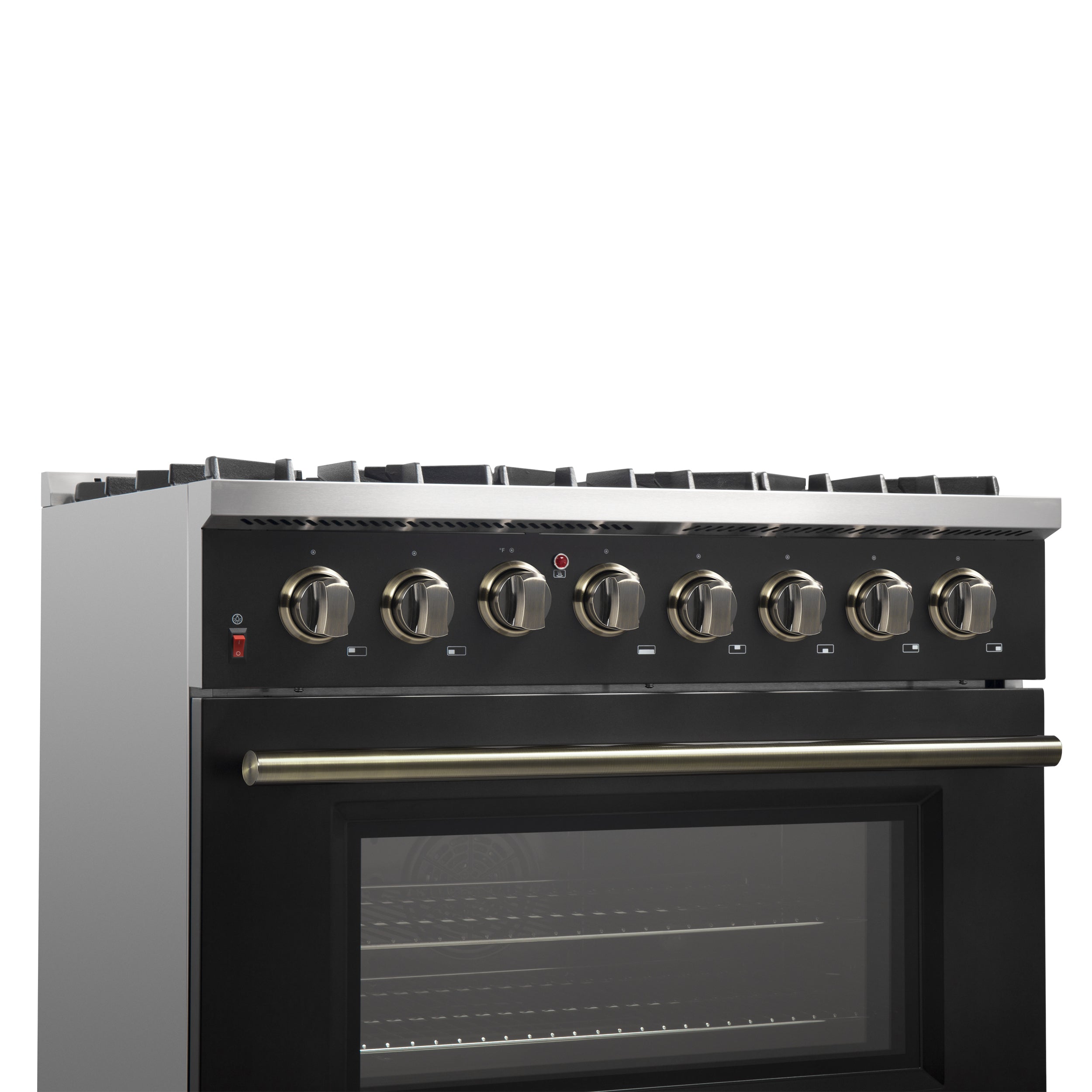 Forno Galiano 36 in. 5.26 cu. ft. 6-Burner Black Dual Fuel Range with Antique Brass Accents | FFSGS6156-36BLK