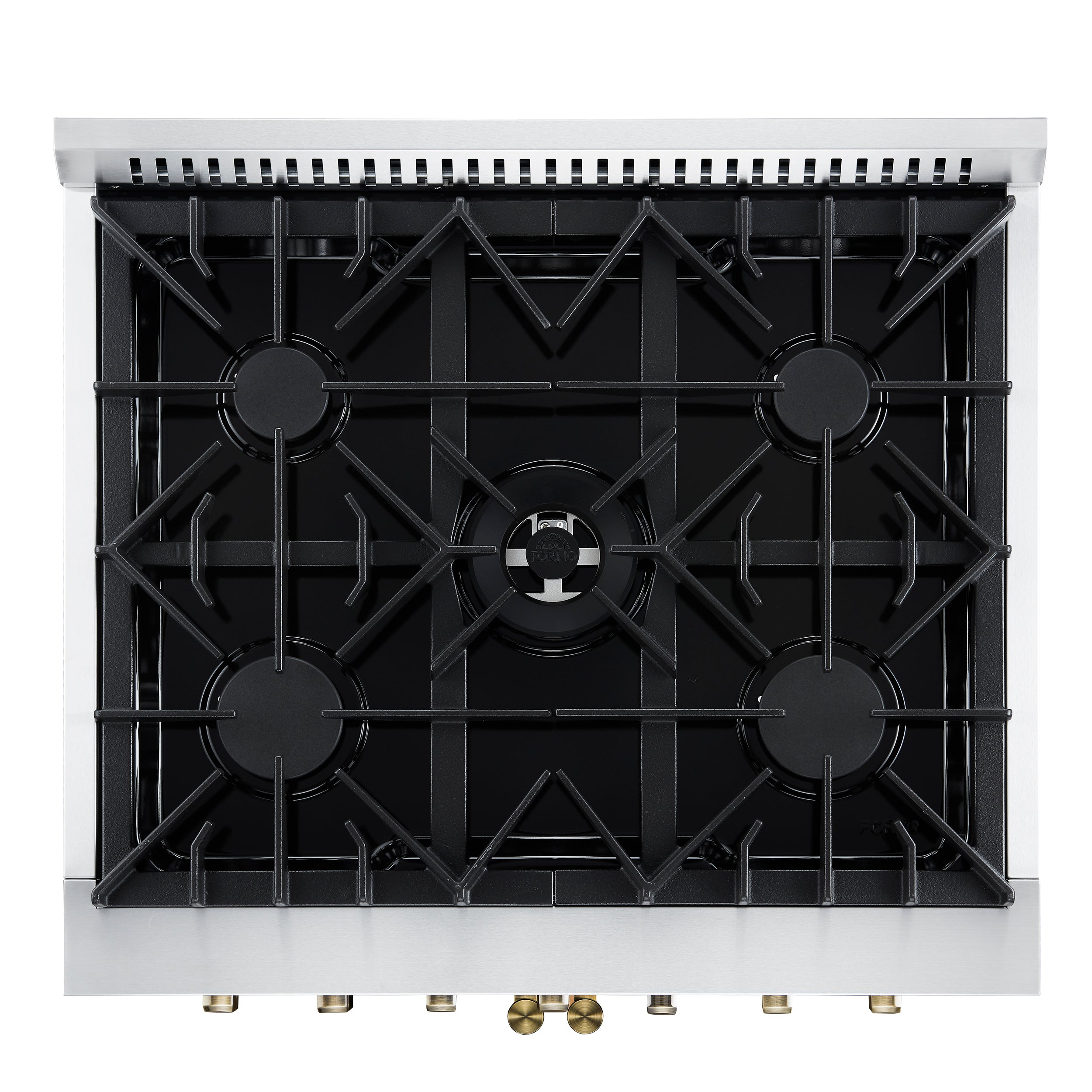 Forno Galiano 30 in. 4.32 cu. ft. 5-Burner Black French Door Dual Fuel Range with Antique Brass Accents | FFSGS6356-30BLK