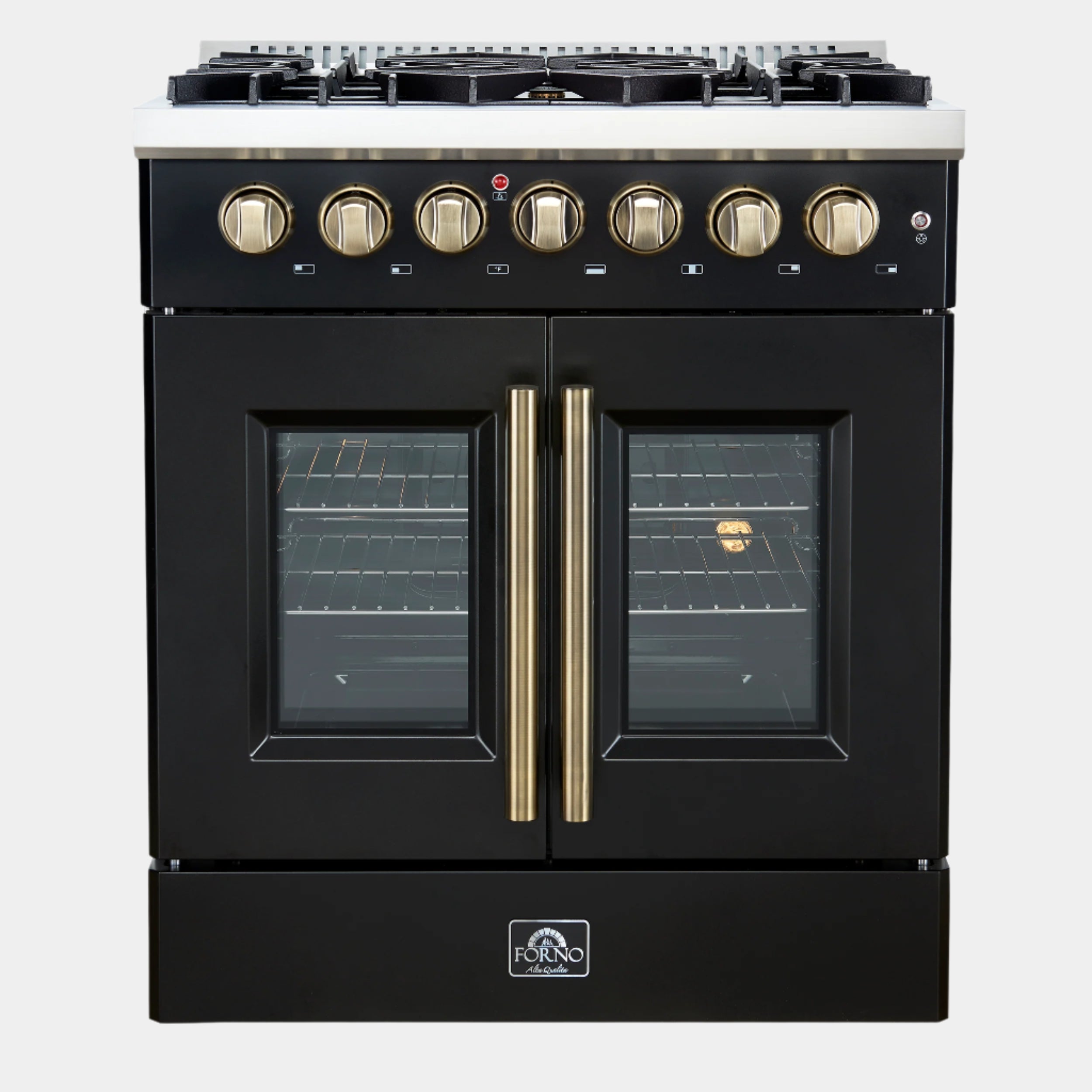 Forno Galiano 30-inch Freestanding French Door Dual Fuel Range Black