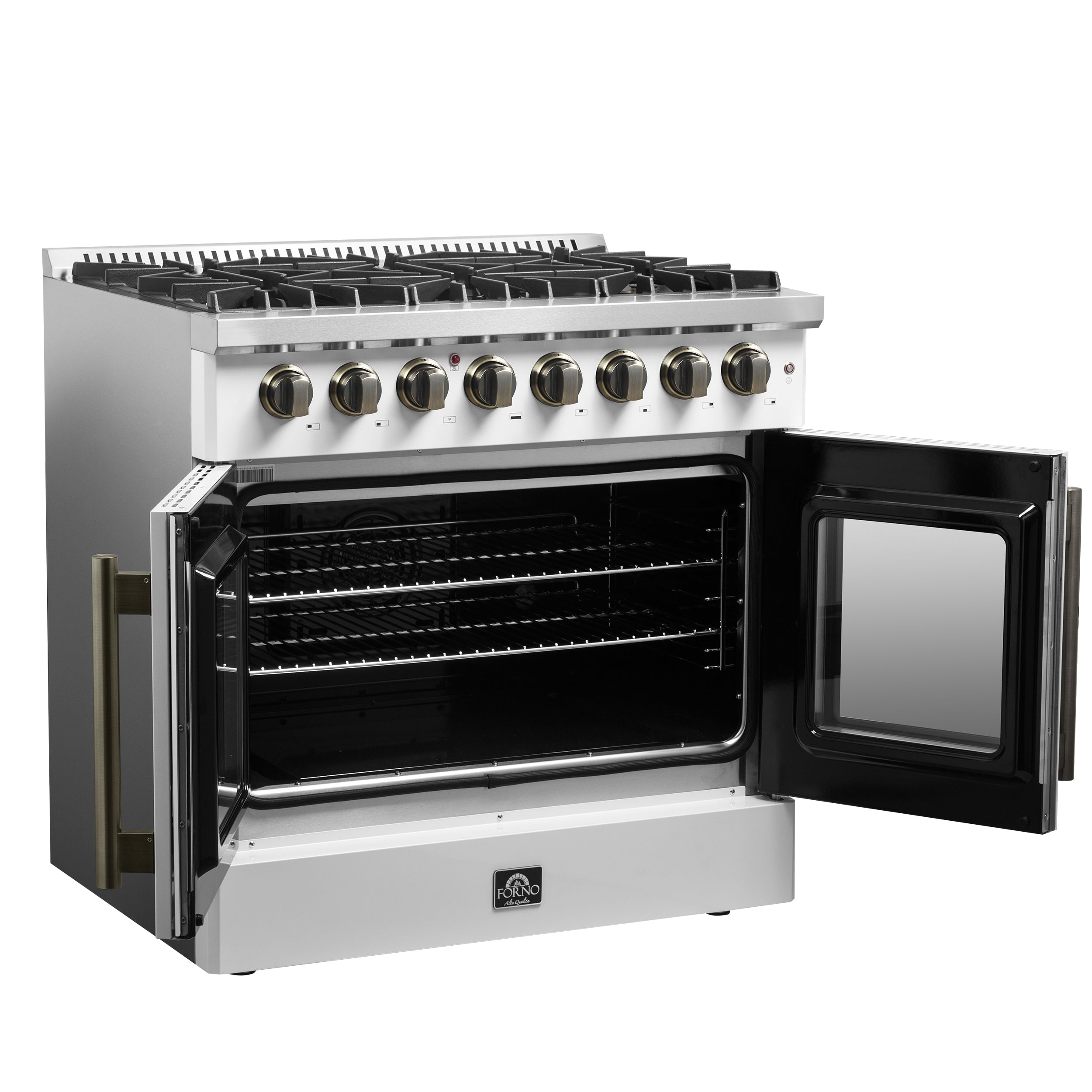 Forno Galiano 36-inch Freestanding French Door Dual Fuel Range White