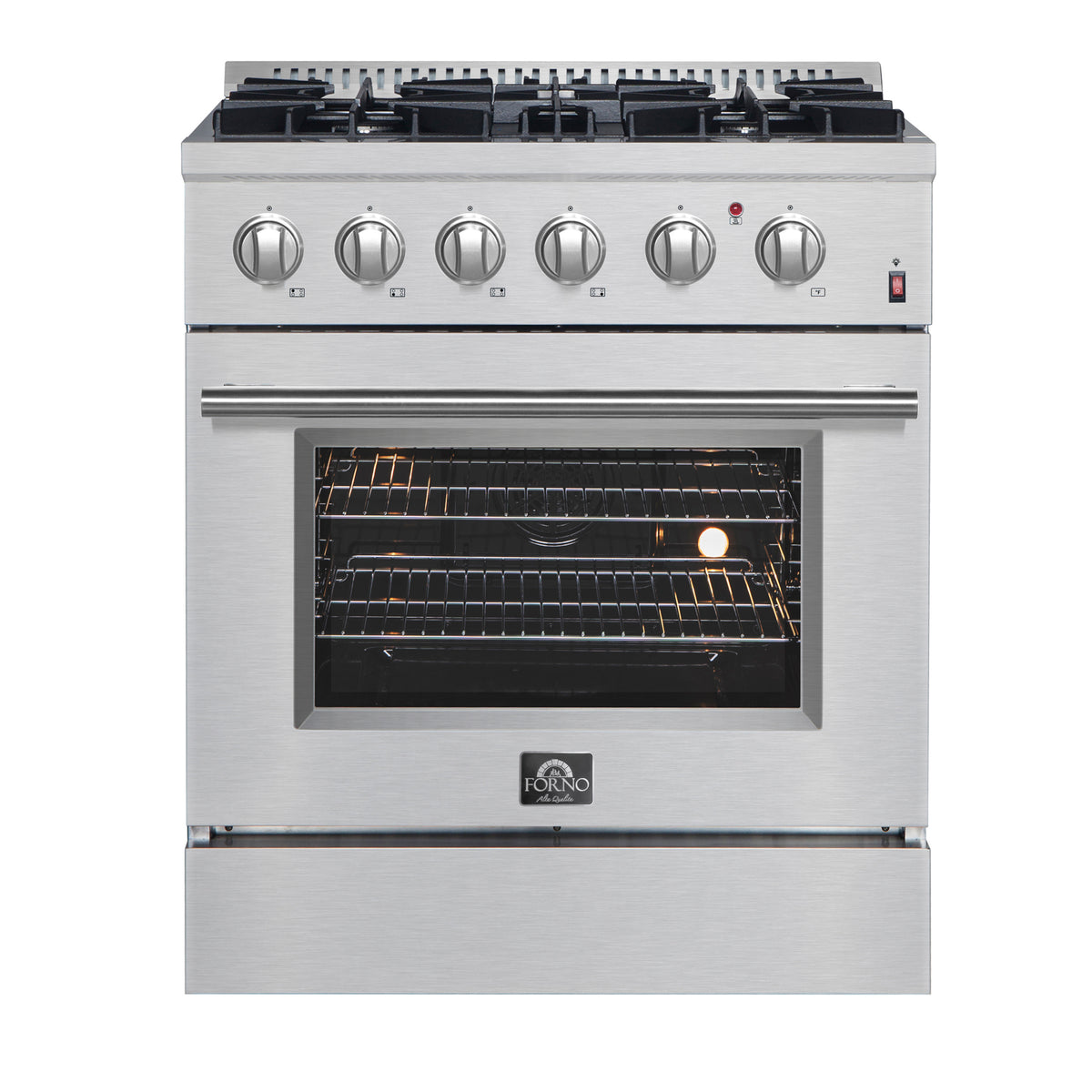Forno Marco 30 in. 4.32 cu.ft. Stainless Steel Dual Fuel Range with 4 Burners | FFSGS6197-30