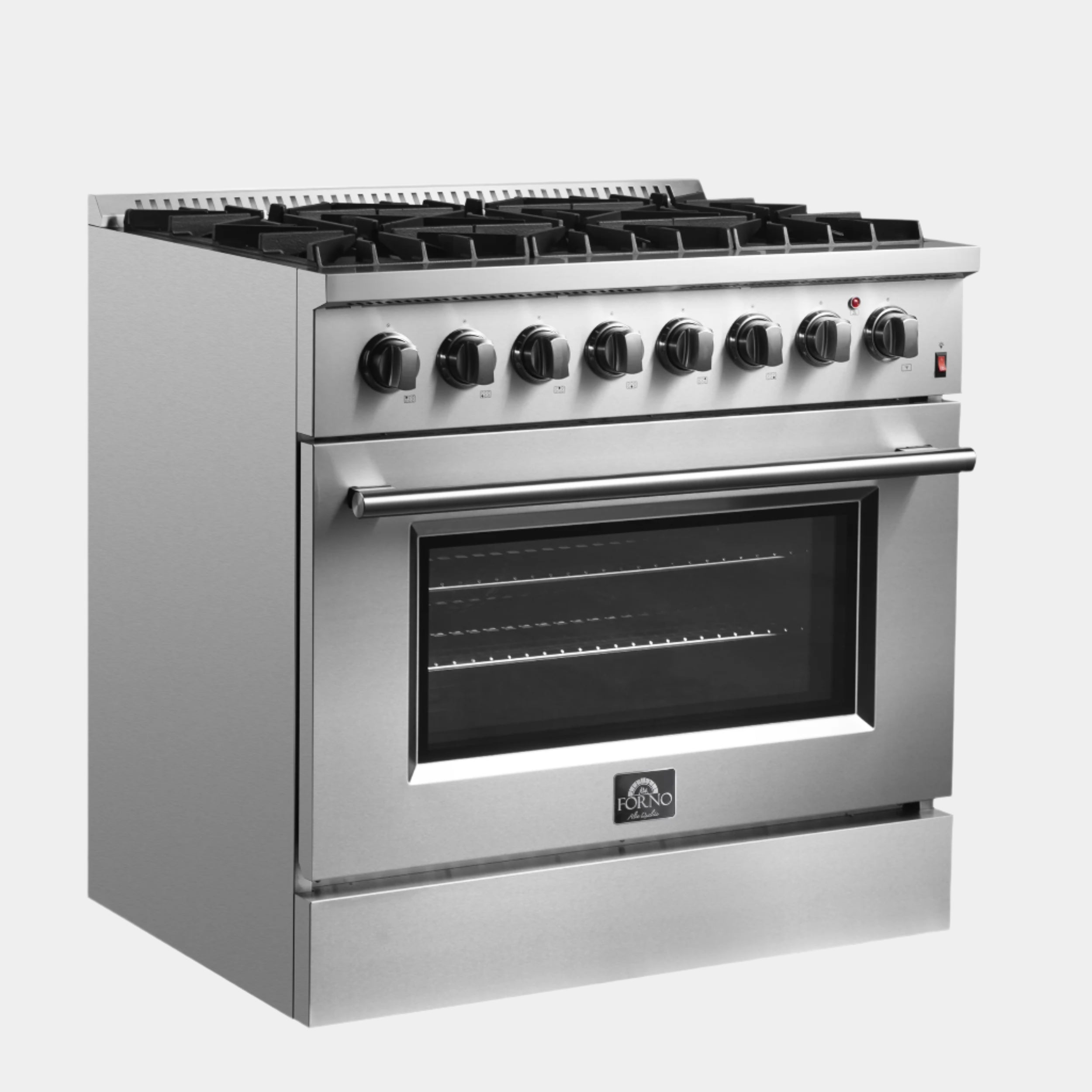 Forno Marco 36-Inch Dual Fuel Range, Stainless Steel, 6 Burners, 67,000 BTU, True Convection Oven, Energy Efficient