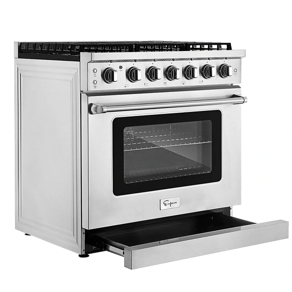 Empava Pro-Style 36 In. Slide-In 6-Burner Natural Gas Range 6 cu. Ft. | EMPV-36GR11